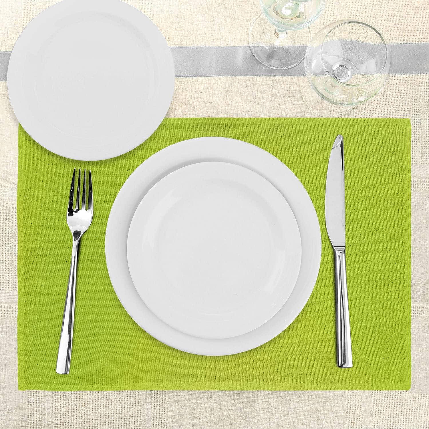 imageAmbesonne Lime Green Place Mats Set of 4 Empty Backdrop Blurry Off Focus Pastel Toned Shade Color Spring Theme Abstract Washable Fabric Placemats for Dining Table Standard Size Apple Green