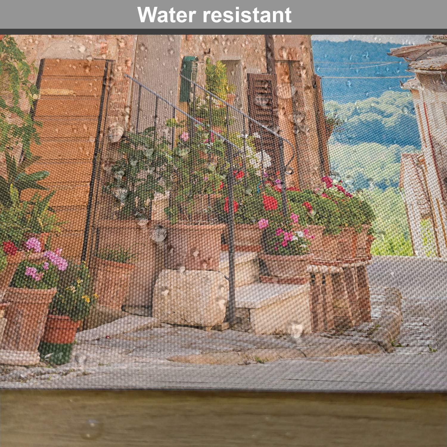 imageAmbesonne Mediterranean Place Mats Set of 4 Medieval Old Town in Tuscany Mediterranean Historic Culture Village Town Stone Photo Washable Fabric Placemats for Dining Table Standard Size Tan