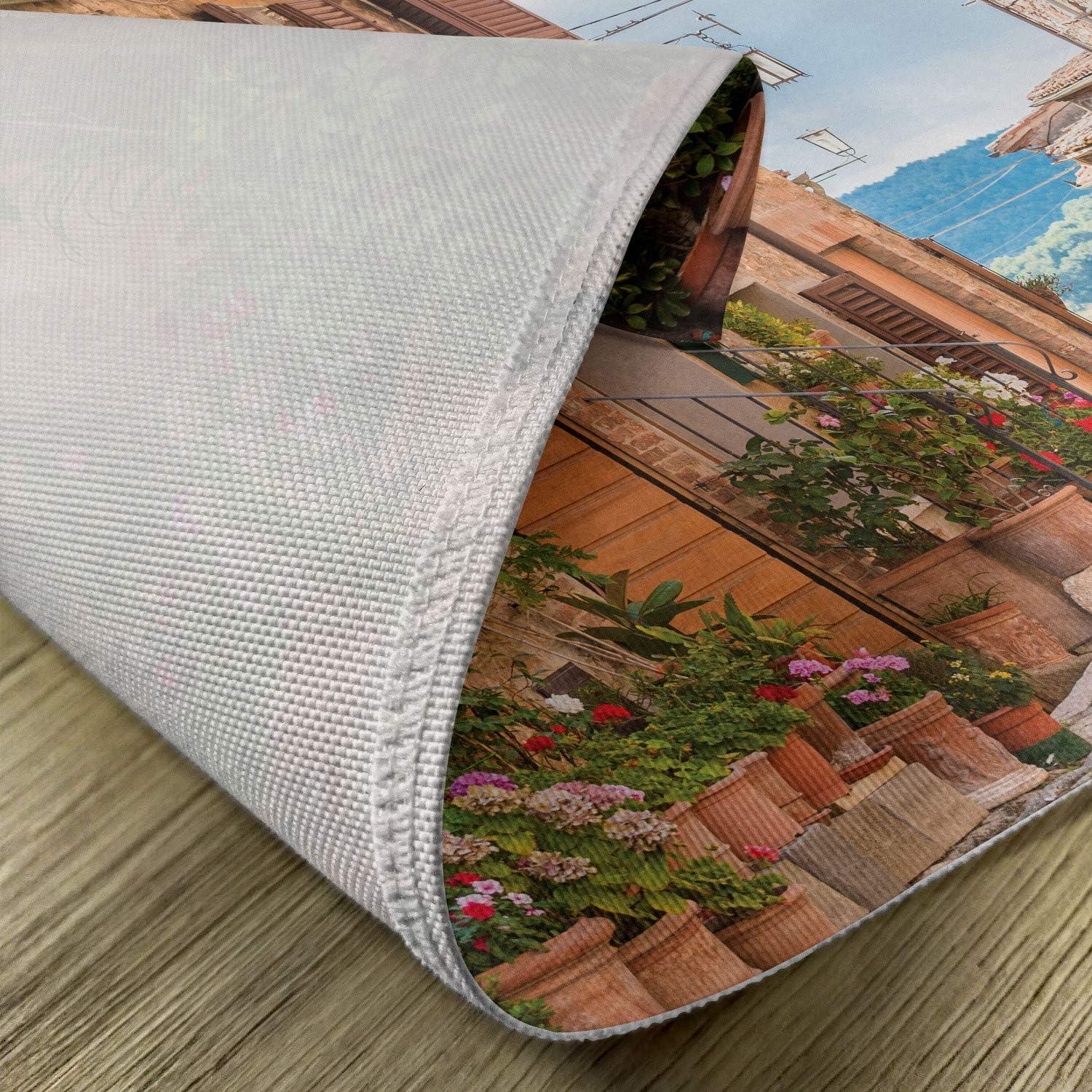 imageAmbesonne Mediterranean Place Mats Set of 4 Medieval Old Town in Tuscany Mediterranean Historic Culture Village Town Stone Photo Washable Fabric Placemats for Dining Table Standard Size Tan