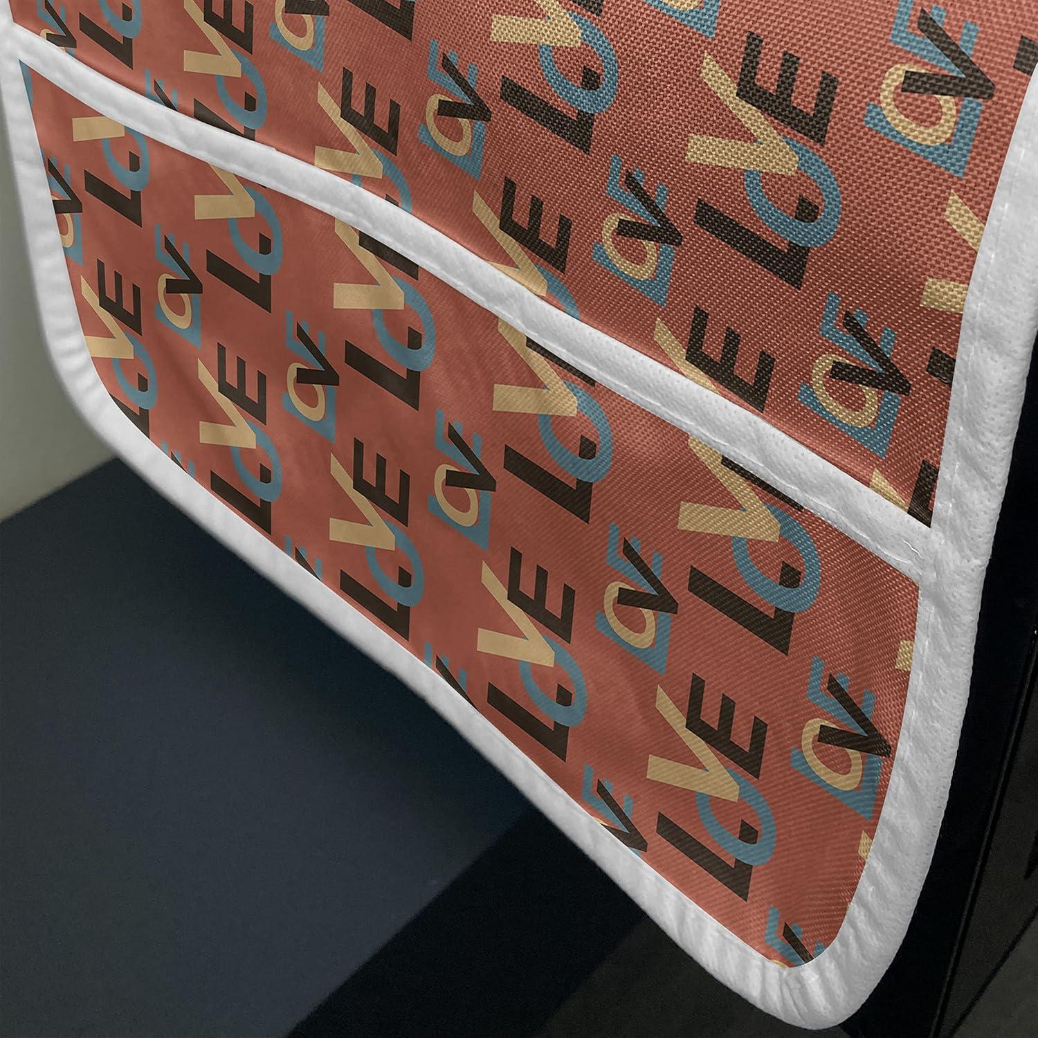 imageAmbesonne Romantic Microwave Oven Cover Soft Colored Hearts in Love Valentines Day Repetitive Pattern Water Resistant Organizer with Pockets for Kitchen 36 x 12 Pale Yellow Pale PinkDark Brown Vermilion