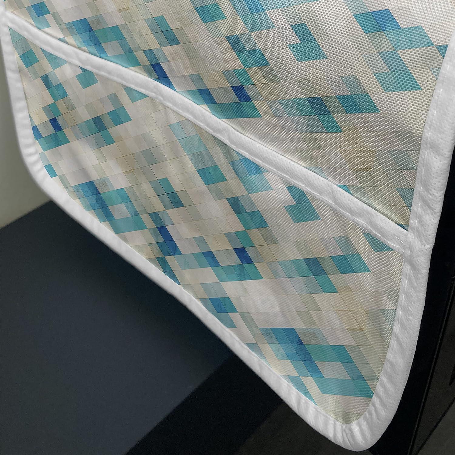imageAmbesonne Romantic Microwave Oven Cover Soft Colored Hearts in Love Valentines Day Repetitive Pattern Water Resistant Organizer with Pockets for Kitchen 36 x 12 Pale Yellow Pale PinkTurquoise White