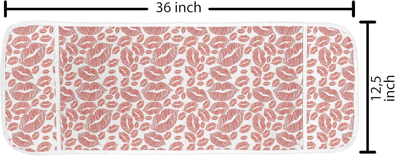 imageAmbesonne Romantic Microwave Oven Cover Soft Colored Hearts in Love Valentines Day Repetitive Pattern Water Resistant Organizer with Pockets for Kitchen 36 x 12 Pale Yellow Pale PinkVermilion and White