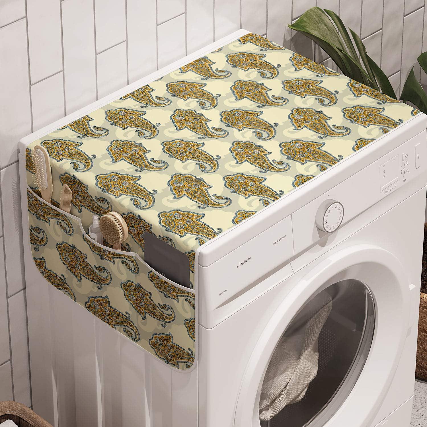 imageAmbesonne Romantic Microwave Oven Cover Soft Colored Hearts in Love Valentines Day Repetitive Pattern Water Resistant Organizer with Pockets for Kitchen 36 x 12 Pale Yellow Pale PinkMustard