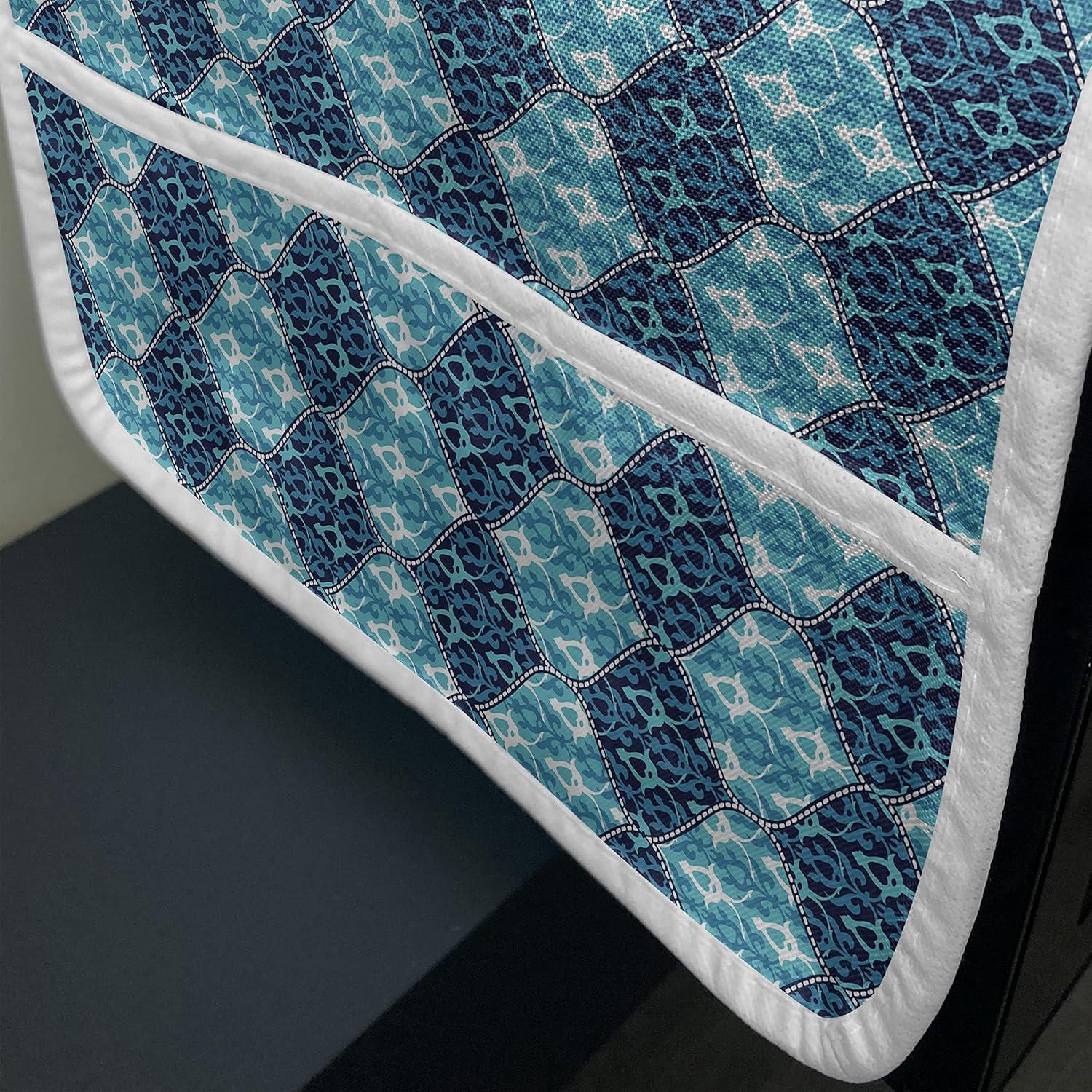 imageAmbesonne Romantic Microwave Oven Cover Soft Colored Hearts in Love Valentines Day Repetitive Pattern Water Resistant Organizer with Pockets for Kitchen 36 x 12 Pale Yellow Pale PinkPale Blue Dark Blue