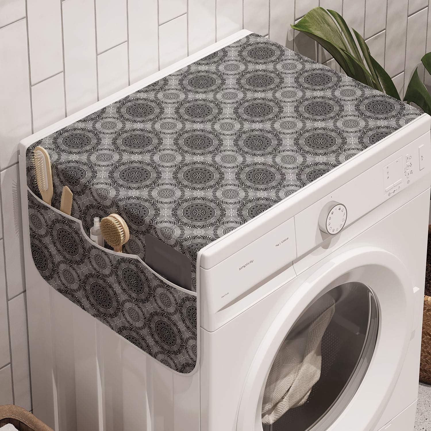 imageAmbesonne Romantic Microwave Oven Cover Soft Colored Hearts in Love Valentines Day Repetitive Pattern Water Resistant Organizer with Pockets for Kitchen 36 x 12 Pale Yellow Pale PinkGrey Black White