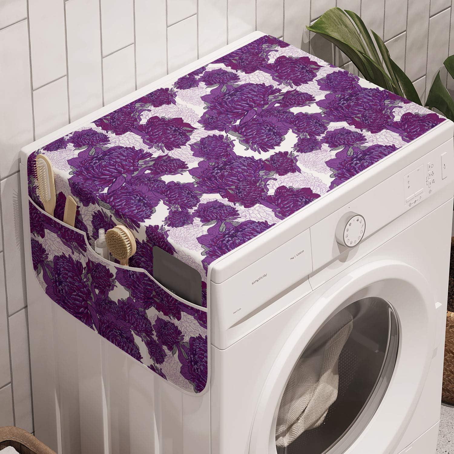 imageAmbesonne Romantic Microwave Oven Cover Soft Colored Hearts in Love Valentines Day Repetitive Pattern Water Resistant Organizer with Pockets for Kitchen 36 x 12 Pale Yellow Pale PinkPurple White