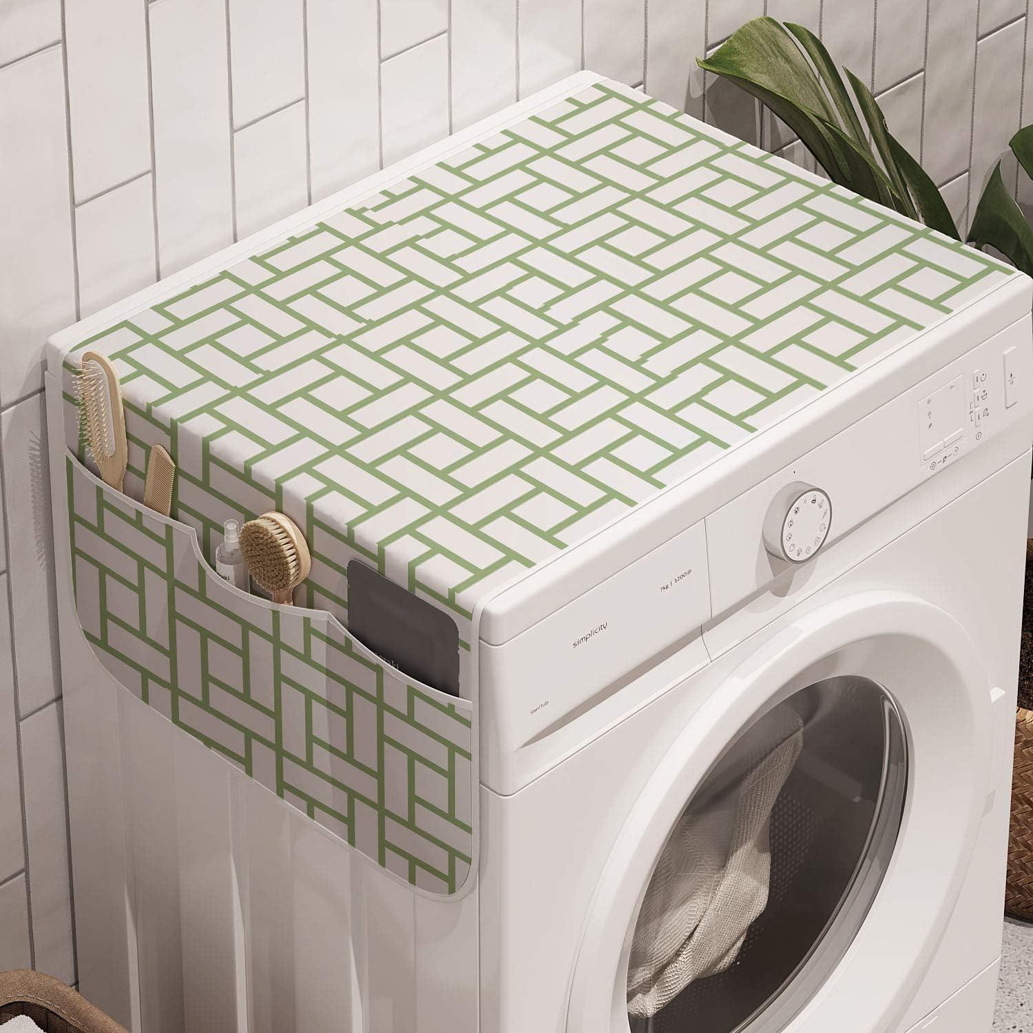 imageAmbesonne Romantic Microwave Oven Cover Soft Colored Hearts in Love Valentines Day Repetitive Pattern Water Resistant Organizer with Pockets for Kitchen 36 x 12 Pale Yellow Pale PinkPistachio Green White