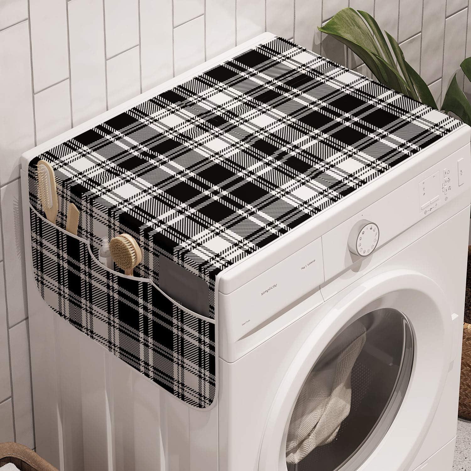 imageAmbesonne Romantic Microwave Oven Cover Soft Colored Hearts in Love Valentines Day Repetitive Pattern Water Resistant Organizer with Pockets for Kitchen 36 x 12 Pale Yellow Pale PinkWhite Black
