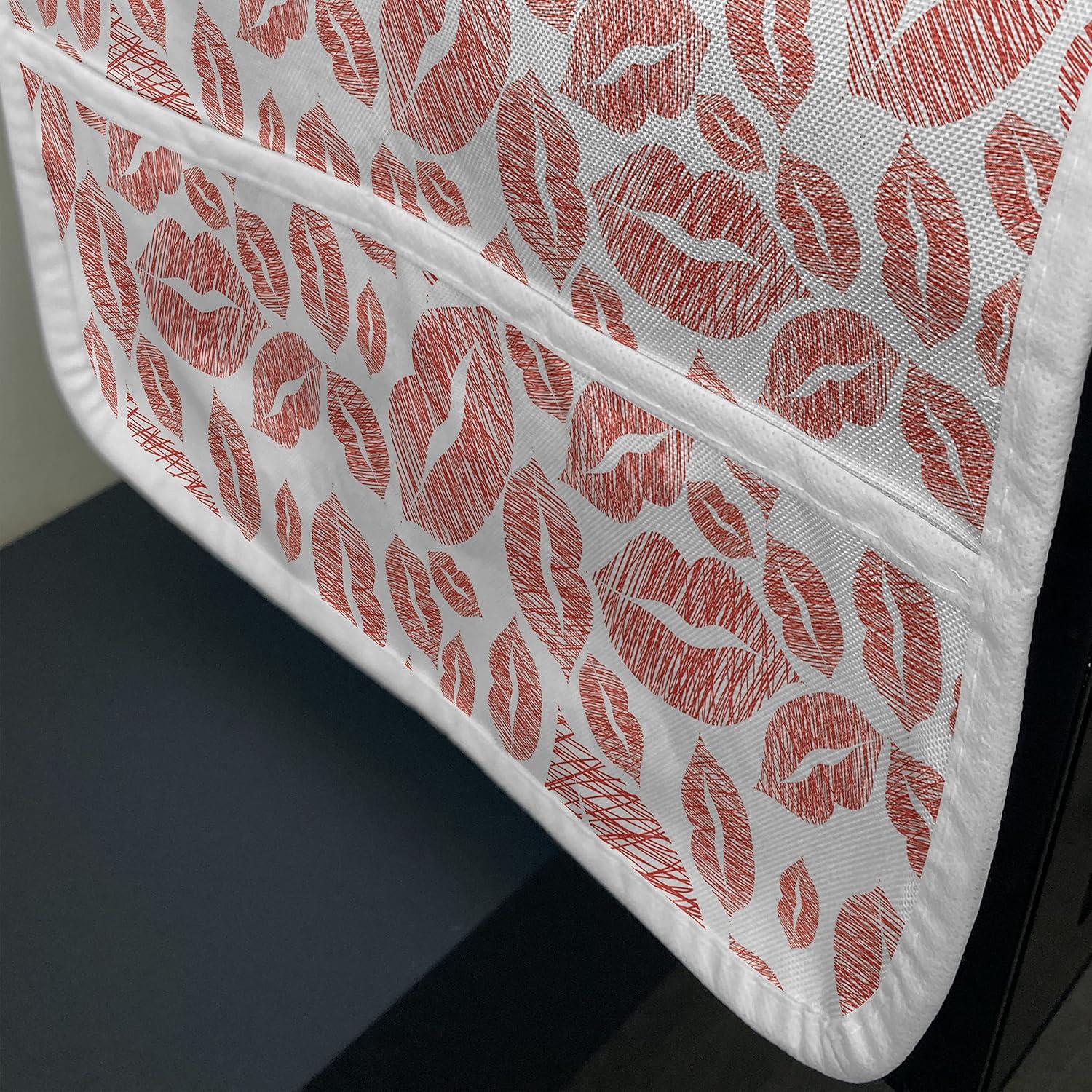 imageAmbesonne Romantic Microwave Oven Cover Soft Colored Hearts in Love Valentines Day Repetitive Pattern Water Resistant Organizer with Pockets for Kitchen 36 x 12 Pale Yellow Pale PinkVermilion and White