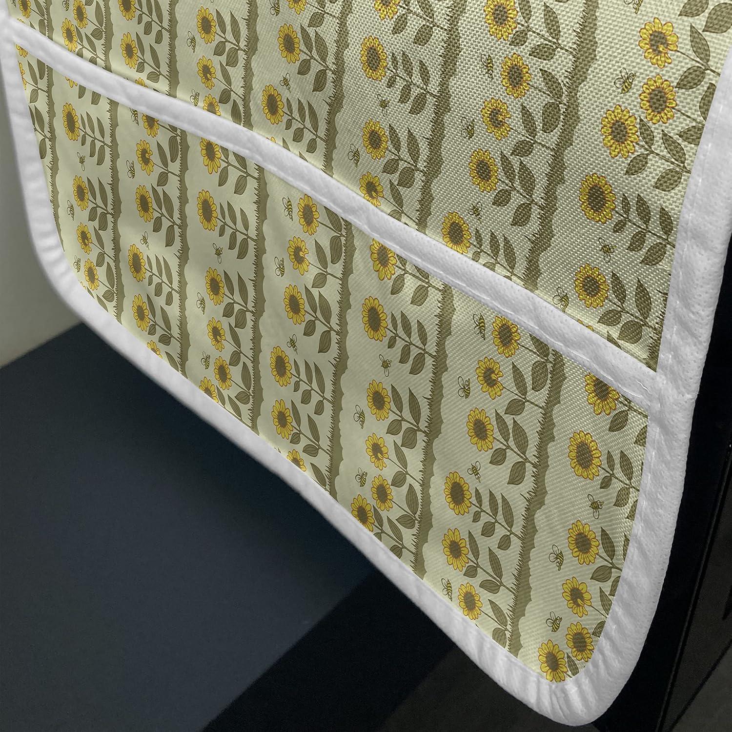 imageAmbesonne Valentines Day Microwave Oven Cover Love Birds and Hearts Kissing Romantic Animals Motif Repetition Water Resistant Organizer with Pockets for Kitchen 36 x 12 Apricot Red and GreyPale Green and Yellow