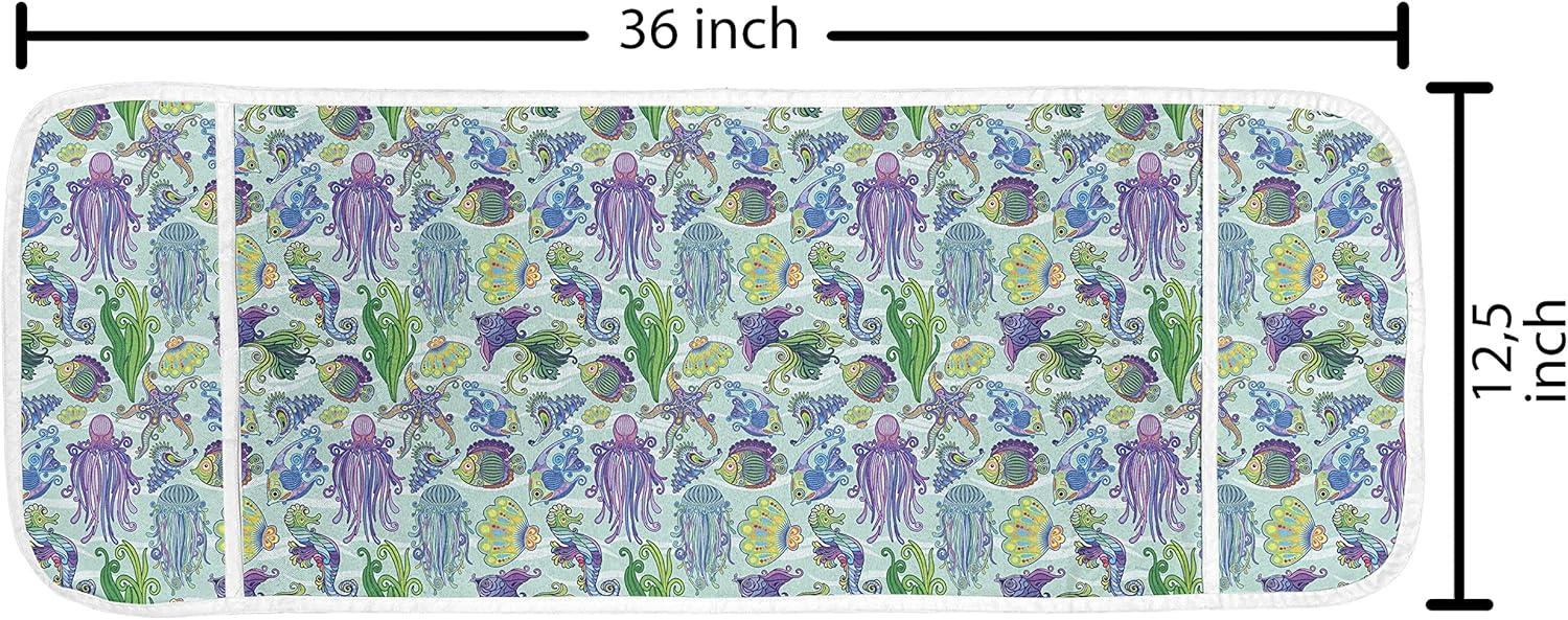imageAmbesonne Valentines Day Microwave Oven Cover Love Birds and Hearts Kissing Romantic Animals Motif Repetition Water Resistant Organizer with Pockets for Kitchen 36 x 12 Apricot Red and GreyPurple Turquoise and Green