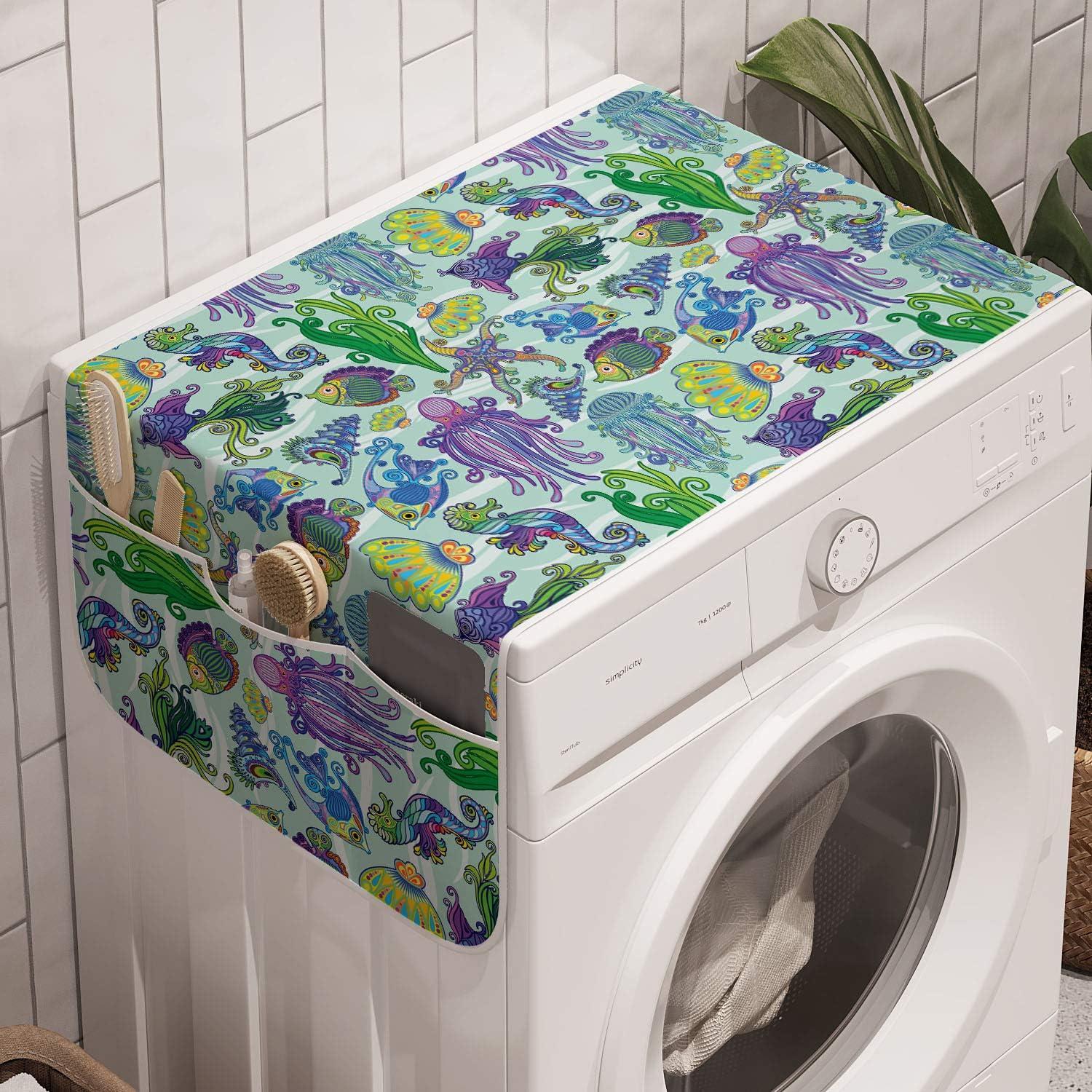 imageAmbesonne Valentines Day Microwave Oven Cover Love Birds and Hearts Kissing Romantic Animals Motif Repetition Water Resistant Organizer with Pockets for Kitchen 36 x 12 Apricot Red and GreyPurple Turquoise and Green