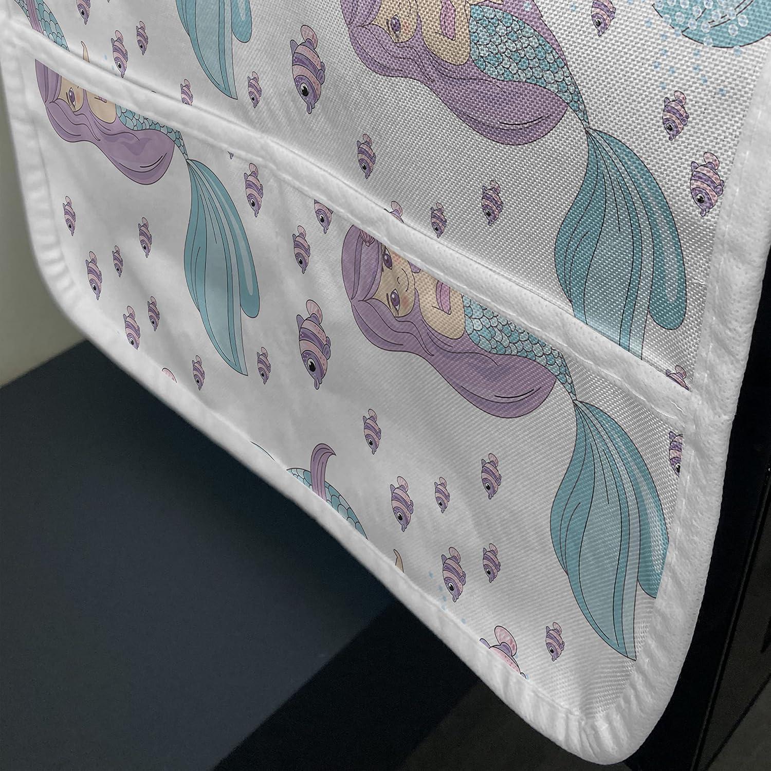 imageAmbesonne Valentines Day Microwave Oven Cover Love Birds and Hearts Kissing Romantic Animals Motif Repetition Water Resistant Organizer with Pockets for Kitchen 36 x 12 Apricot Red and GreyLilac Pale Blue and White