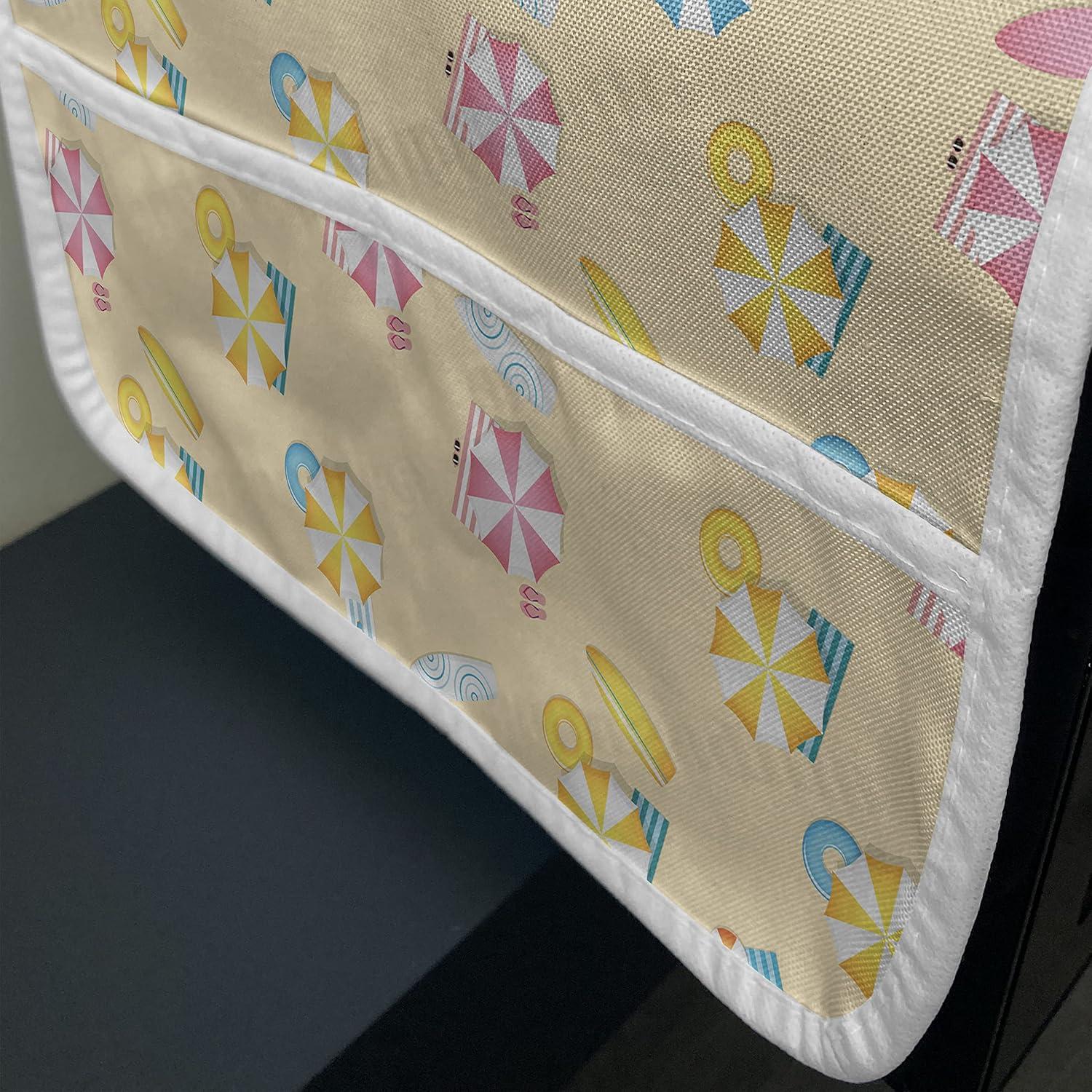 imageAmbesonne Valentines Day Microwave Oven Cover Love Birds and Hearts Kissing Romantic Animals Motif Repetition Water Resistant Organizer with Pockets for Kitchen 36 x 12 Apricot Red and GreyPale Pink and Yellow