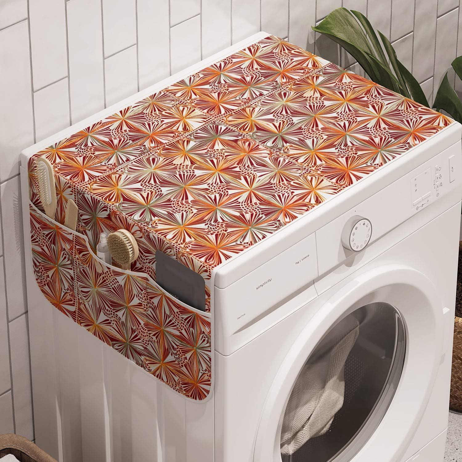 imageAmbesonne Valentines Day Microwave Oven Cover Love Birds and Hearts Kissing Romantic Animals Motif Repetition Water Resistant Organizer with Pockets for Kitchen 36 x 12 Apricot Red and GreyBurgundy Orange and White
