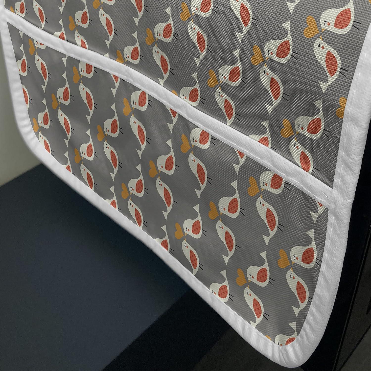 imageAmbesonne Valentines Day Microwave Oven Cover Love Birds and Hearts Kissing Romantic Animals Motif Repetition Water Resistant Organizer with Pockets for Kitchen 36 x 12 Apricot Red and GreyApricot Red and Grey