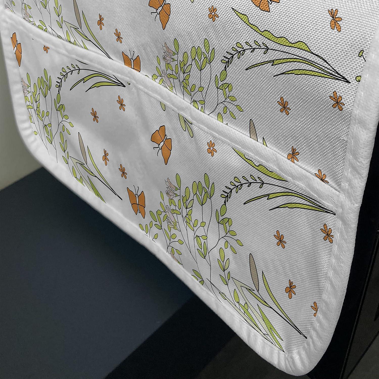 imageAmbesonne Valentines Day Microwave Oven Cover Love Birds and Hearts Kissing Romantic Animals Motif Repetition Water Resistant Organizer with Pockets for Kitchen 36 x 12 Apricot Red and GreyPale Green Dark Orange