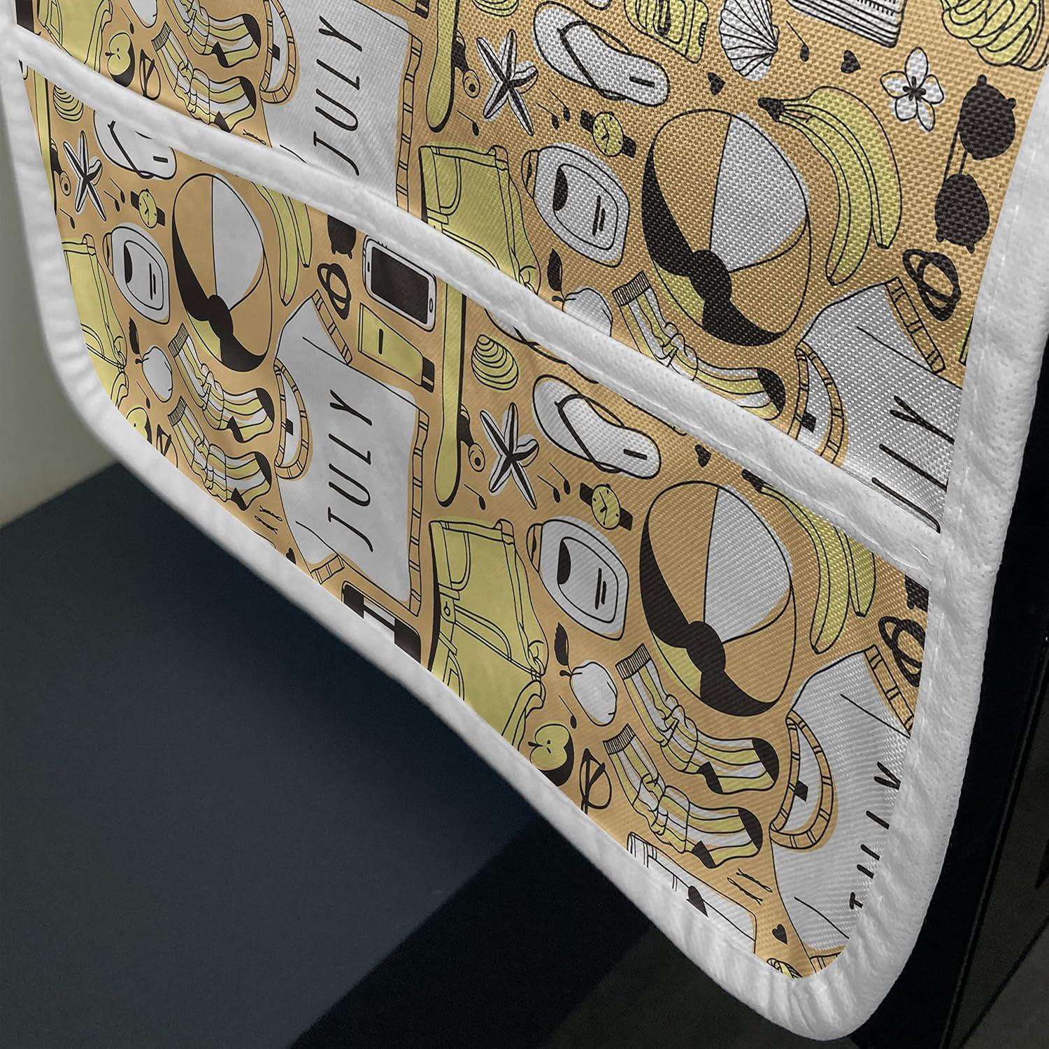 imageAmbesonne Valentines Day Microwave Oven Cover Love Birds and Hearts Kissing Romantic Animals Motif Repetition Water Resistant Organizer with Pockets for Kitchen 36 x 12 Apricot Red and GreyPeach and Pale Yellow