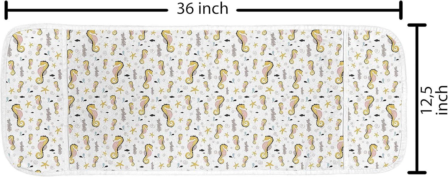 imageAmbesonne Valentines Day Microwave Oven Cover Love Birds and Hearts Kissing Romantic Animals Motif Repetition Water Resistant Organizer with Pockets for Kitchen 36 x 12 Apricot Red and GreyMustard Dust White