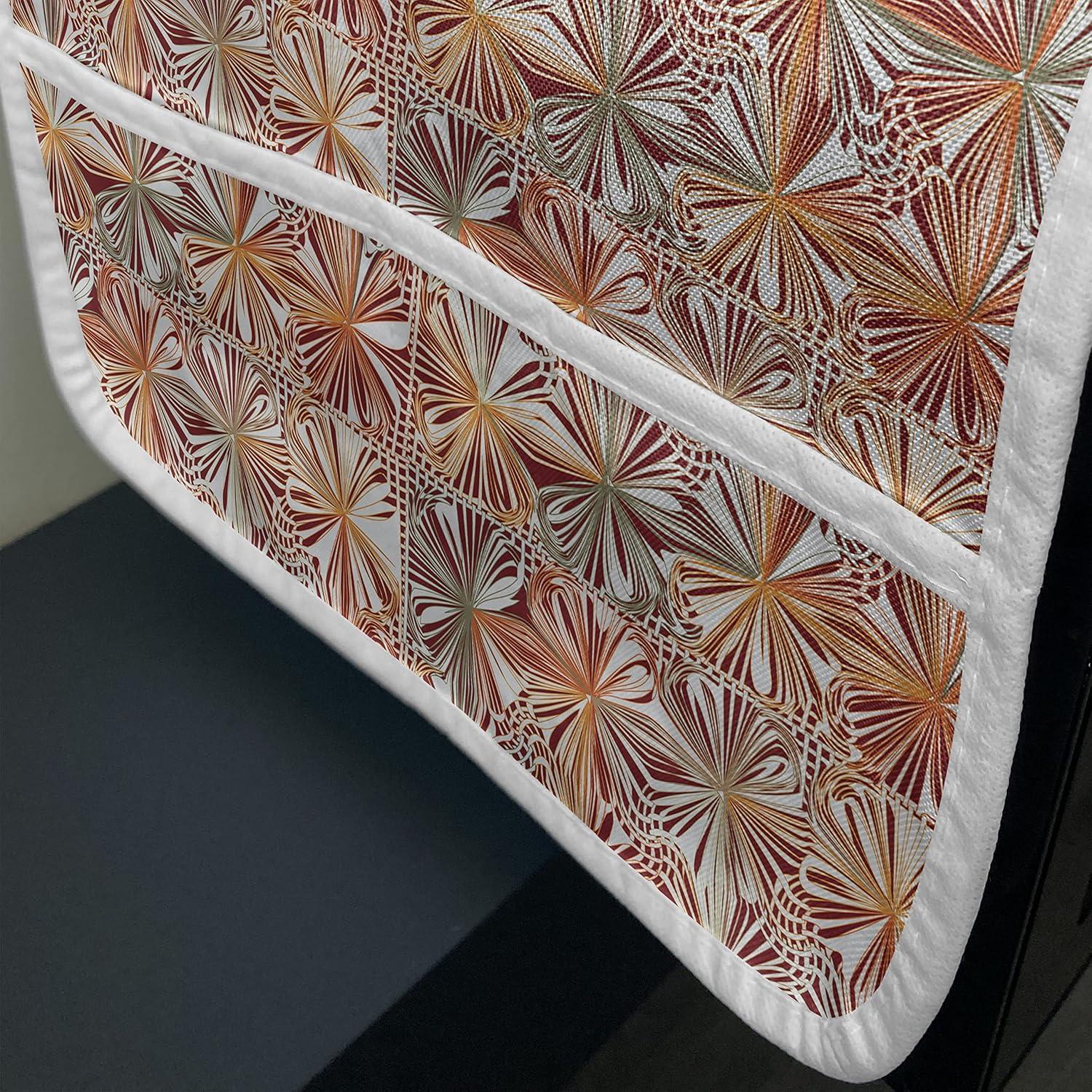 imageAmbesonne Valentines Day Microwave Oven Cover Love Birds and Hearts Kissing Romantic Animals Motif Repetition Water Resistant Organizer with Pockets for Kitchen 36 x 12 Apricot Red and GreyBurgundy Orange and White