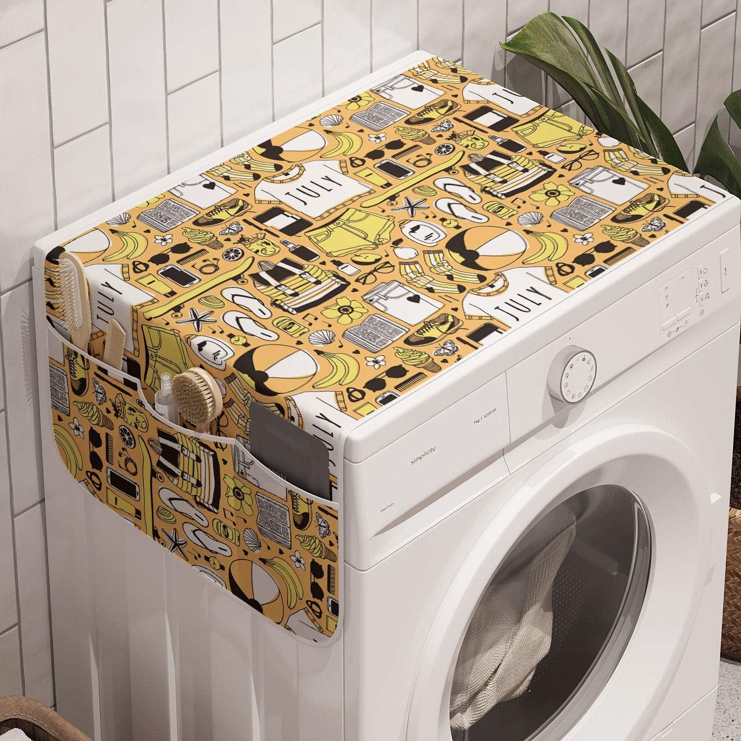 imageAmbesonne Valentines Day Microwave Oven Cover Love Birds and Hearts Kissing Romantic Animals Motif Repetition Water Resistant Organizer with Pockets for Kitchen 36 x 12 Apricot Red and GreyPeach and Pale Yellow