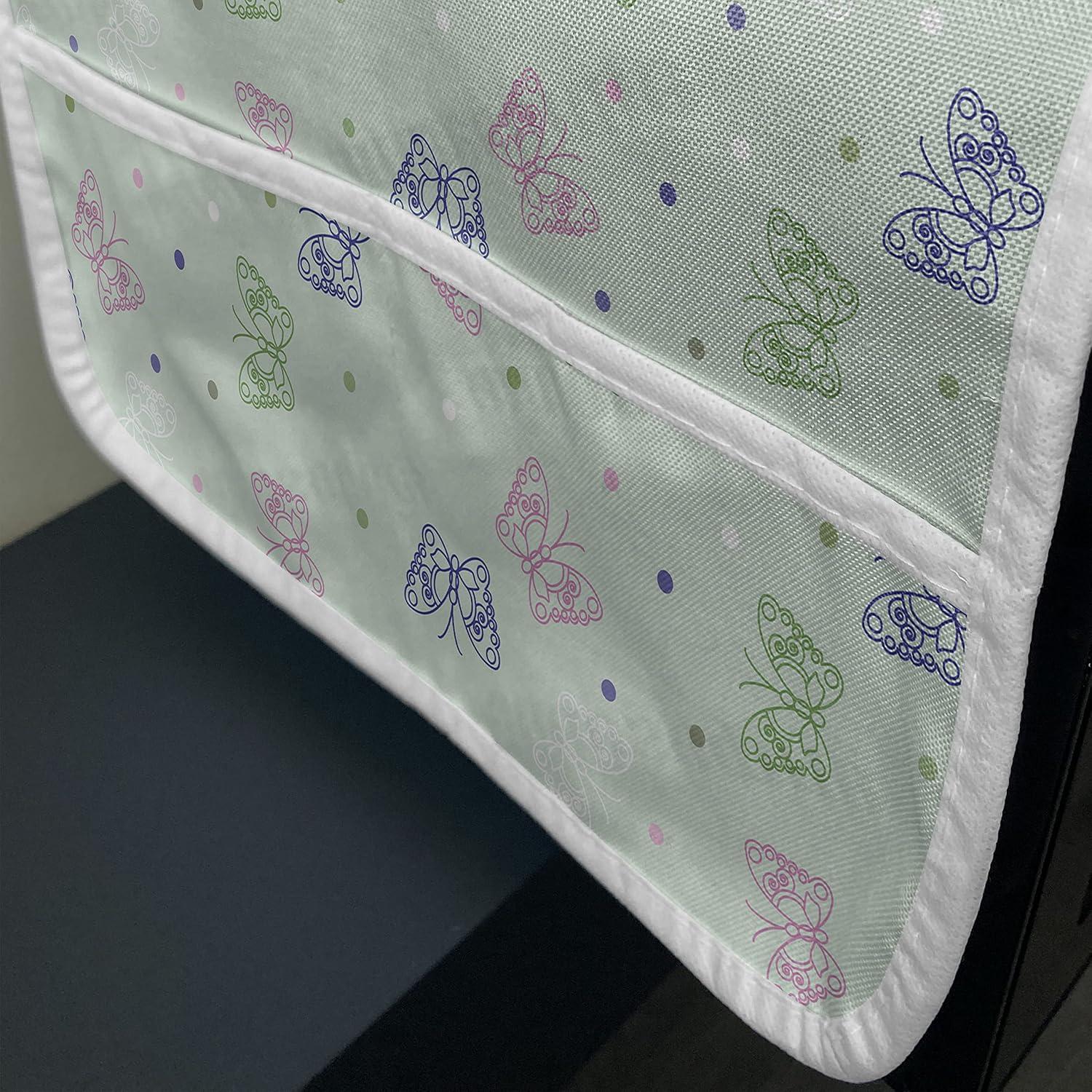 imageAmbesonne Valentines Day Microwave Oven Cover Love Birds and Hearts Kissing Romantic Animals Motif Repetition Water Resistant Organizer with Pockets for Kitchen 36 x 12 Apricot Red and GreyPale Purple and Mint Green