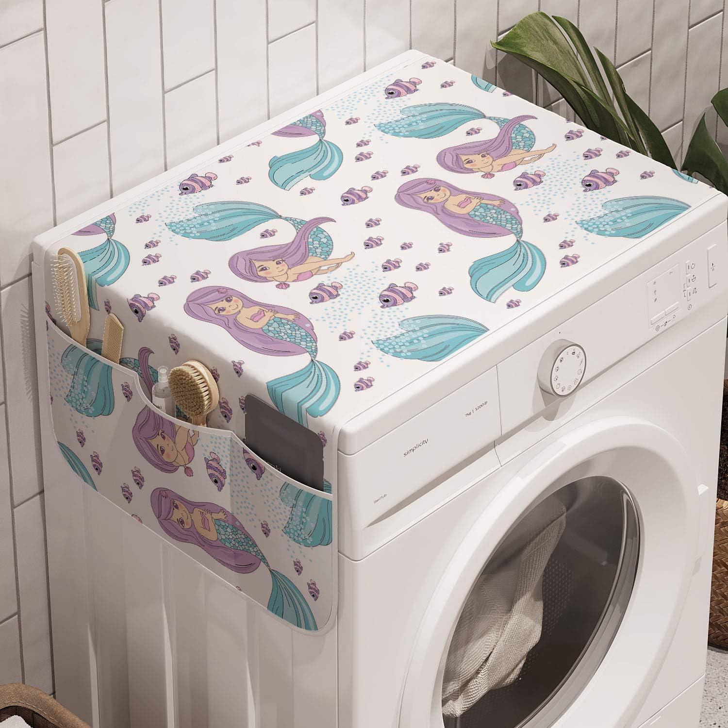 imageAmbesonne Valentines Day Microwave Oven Cover Love Birds and Hearts Kissing Romantic Animals Motif Repetition Water Resistant Organizer with Pockets for Kitchen 36 x 12 Apricot Red and GreyLilac Pale Blue and White