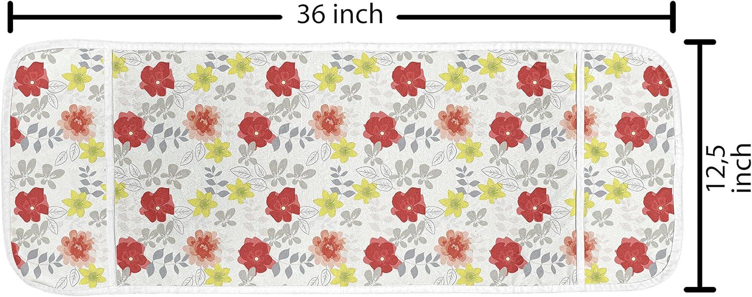 imageAmbesonne Valentines Day Microwave Oven Cover Love Birds and Hearts Kissing Romantic Animals Motif Repetition Water Resistant Organizer with Pockets for Kitchen 36 x 12 Apricot Red and GreyRed Yellow Green and Grey