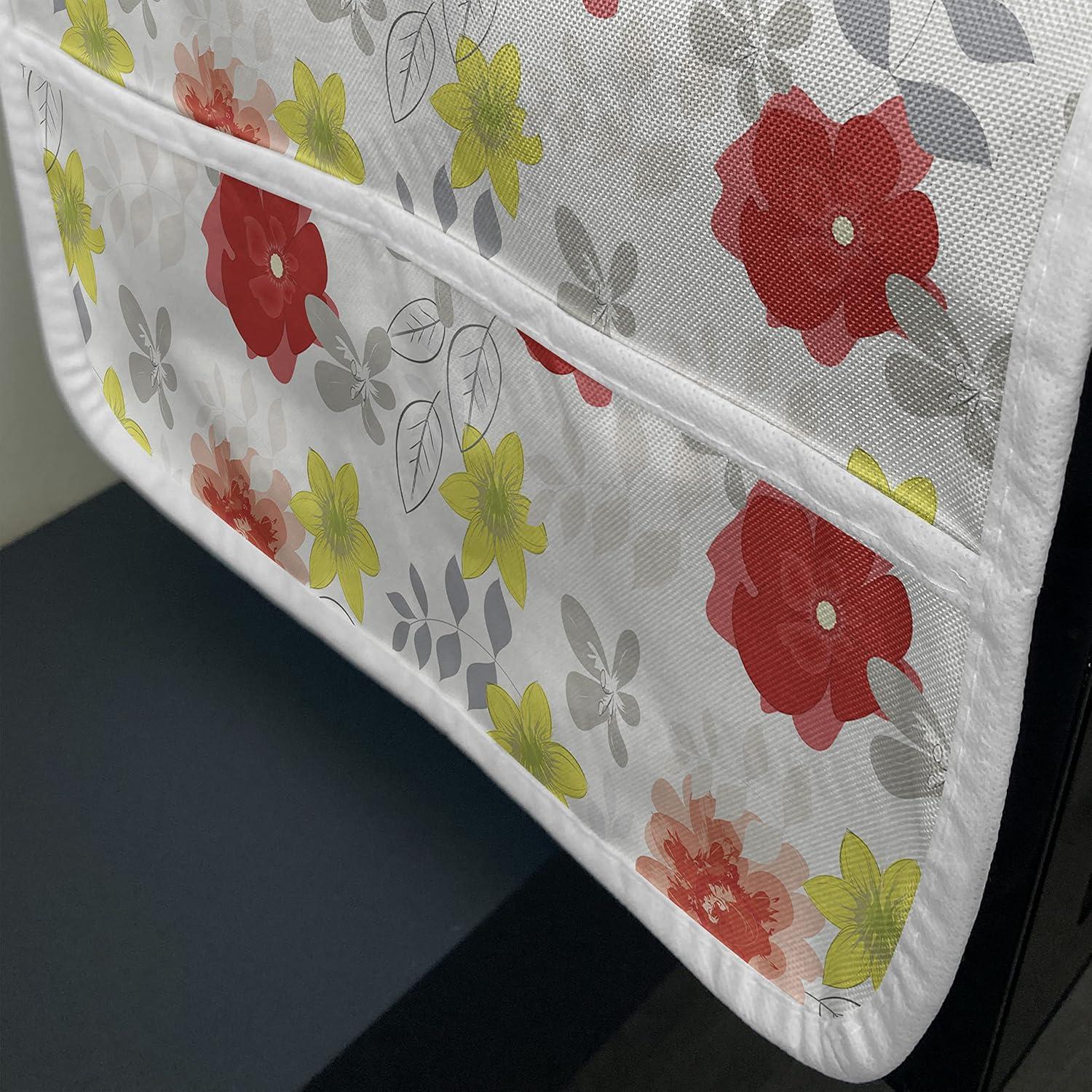 imageAmbesonne Valentines Day Microwave Oven Cover Love Birds and Hearts Kissing Romantic Animals Motif Repetition Water Resistant Organizer with Pockets for Kitchen 36 x 12 Apricot Red and GreyRed Yellow Green and Grey