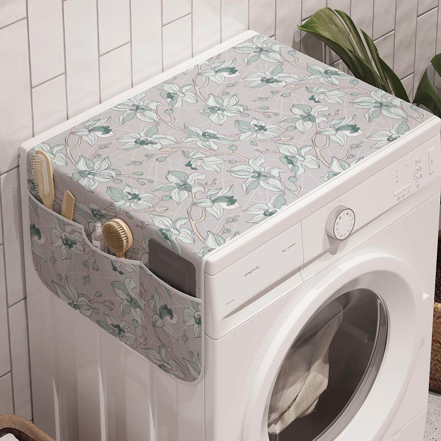 imageAmbesonne Valentines Day Microwave Oven Cover Love Birds and Hearts Kissing Romantic Animals Motif Repetition Water Resistant Organizer with Pockets for Kitchen 36 x 12 Apricot Red and GreyPale Seafoam and Pale Grey