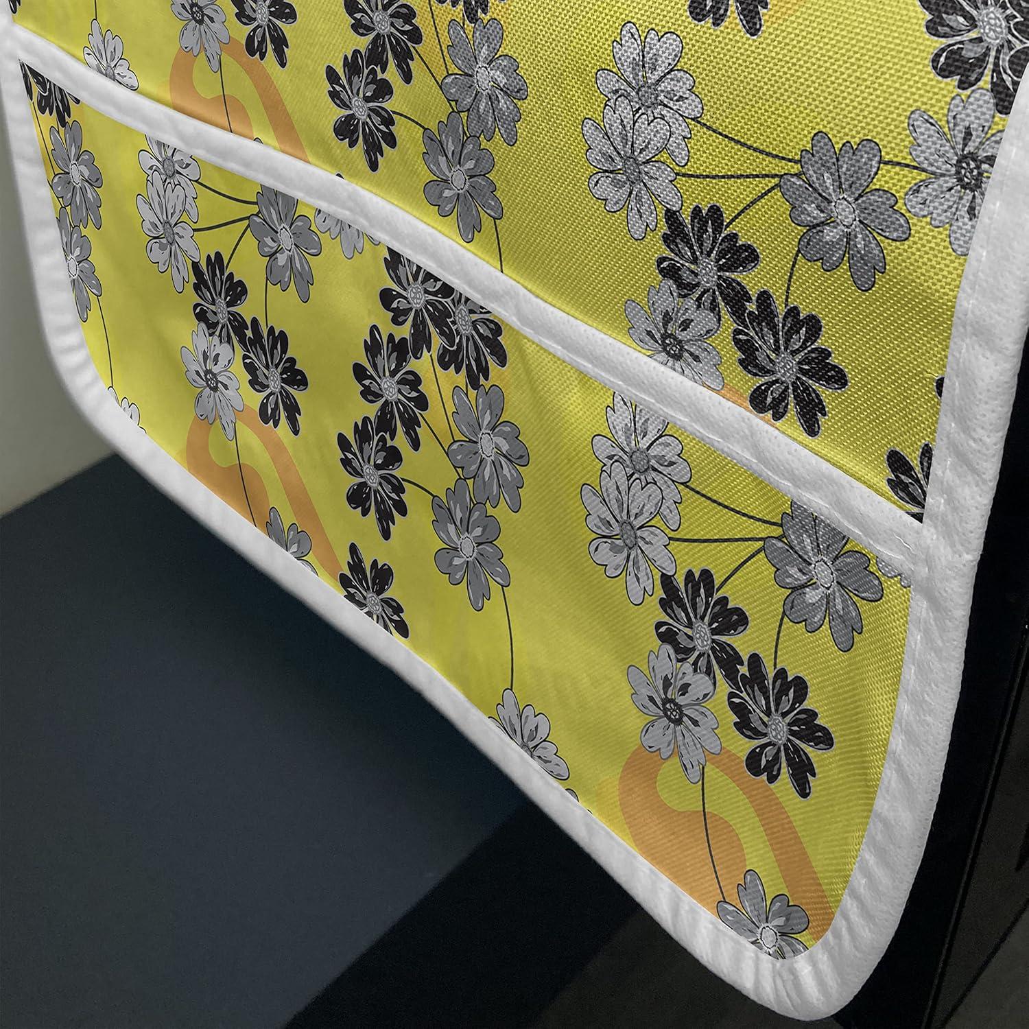 imageAmbesonne Valentines Day Microwave Oven Cover Love Birds and Hearts Kissing Romantic Animals Motif Repetition Water Resistant Organizer with Pockets for Kitchen 36 x 12 Apricot Red and GreyYellow Grey and Orange