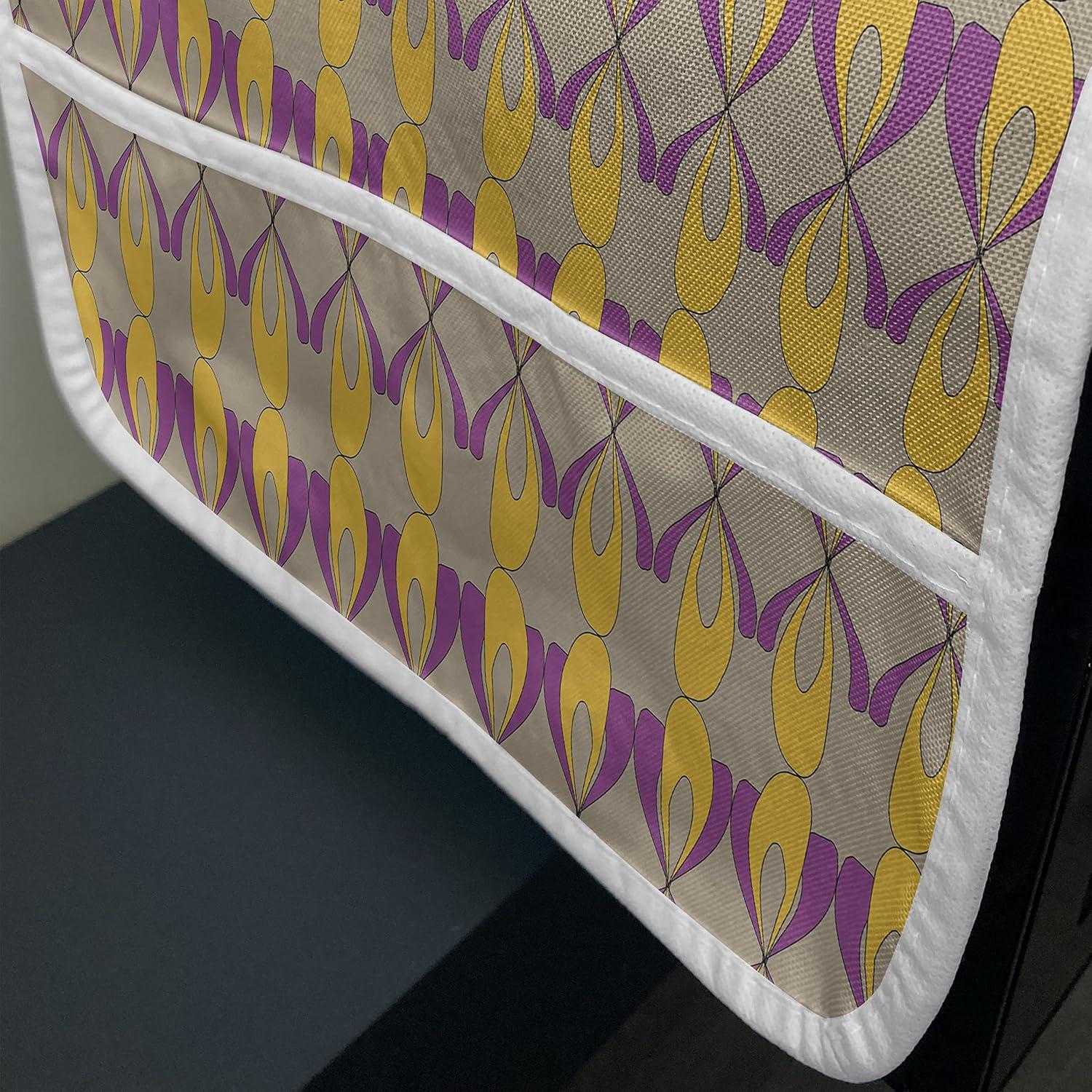 imageAmbesonne Valentines Day Microwave Oven Cover Love Birds and Hearts Kissing Romantic Animals Motif Repetition Water Resistant Organizer with Pockets for Kitchen 36 x 12 Apricot Red and GreyMustard Purple and Tan
