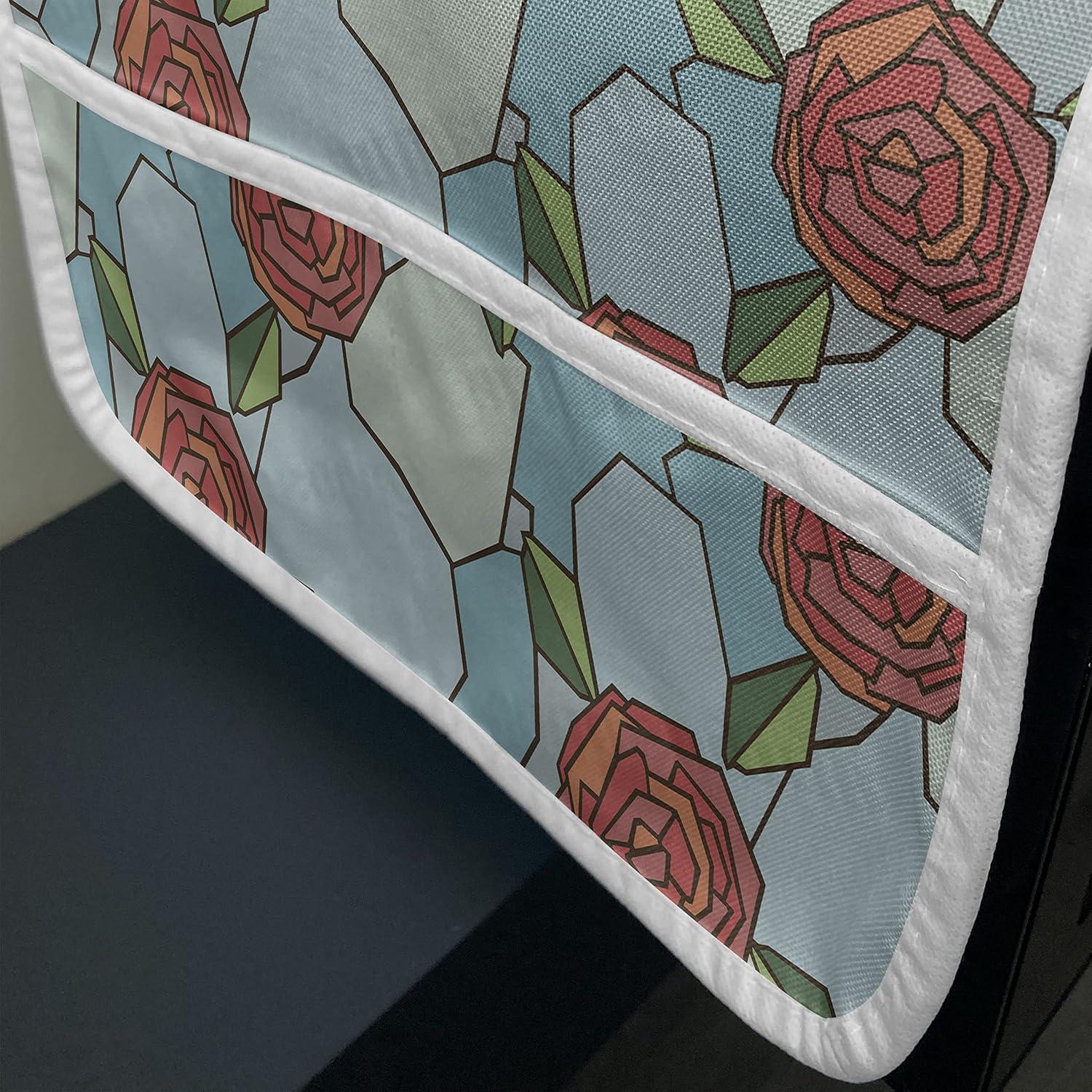 imageAmbesonne Valentines Day Microwave Oven Cover Romantic Roses of Love with Stained Glass Effect Abstract Garden Water Resistant Organizer with Pockets for Kitchen 36 x 12 MulticolorMulticolor