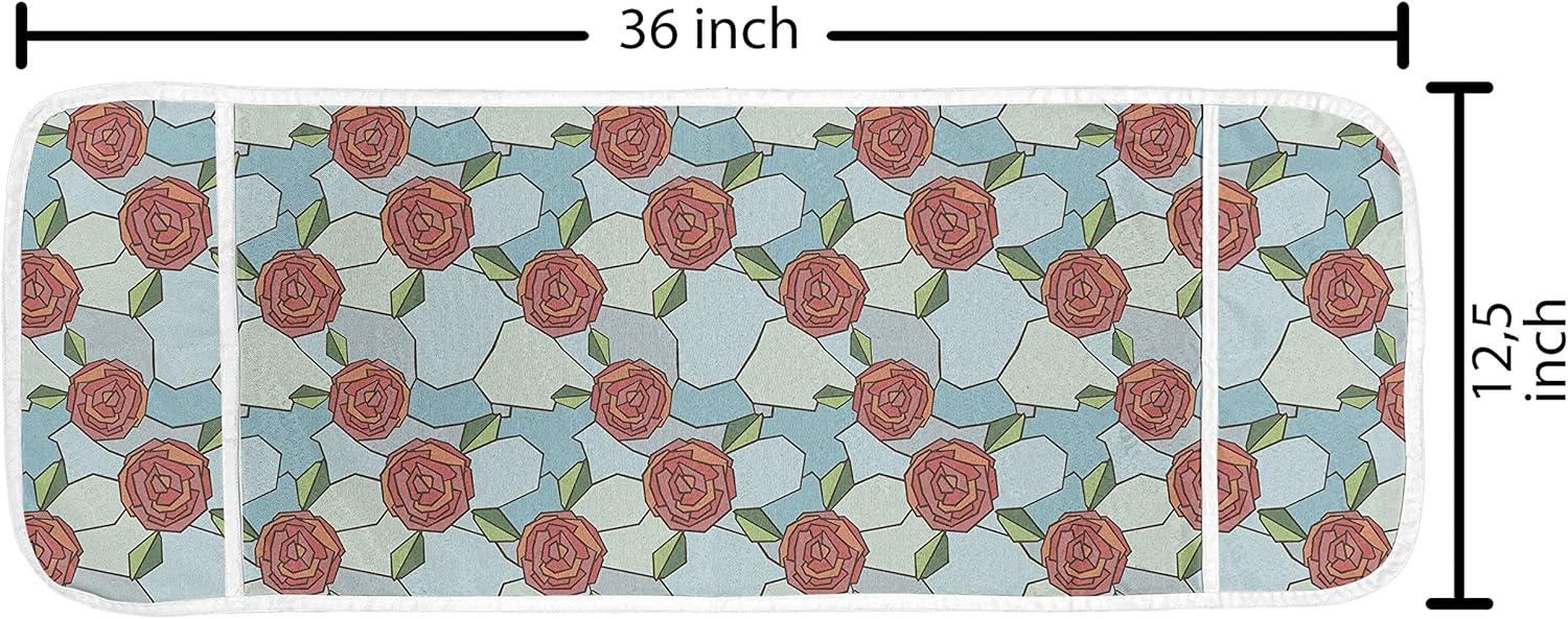 imageAmbesonne Valentines Day Microwave Oven Cover Romantic Roses of Love with Stained Glass Effect Abstract Garden Water Resistant Organizer with Pockets for Kitchen 36 x 12 MulticolorMulticolor