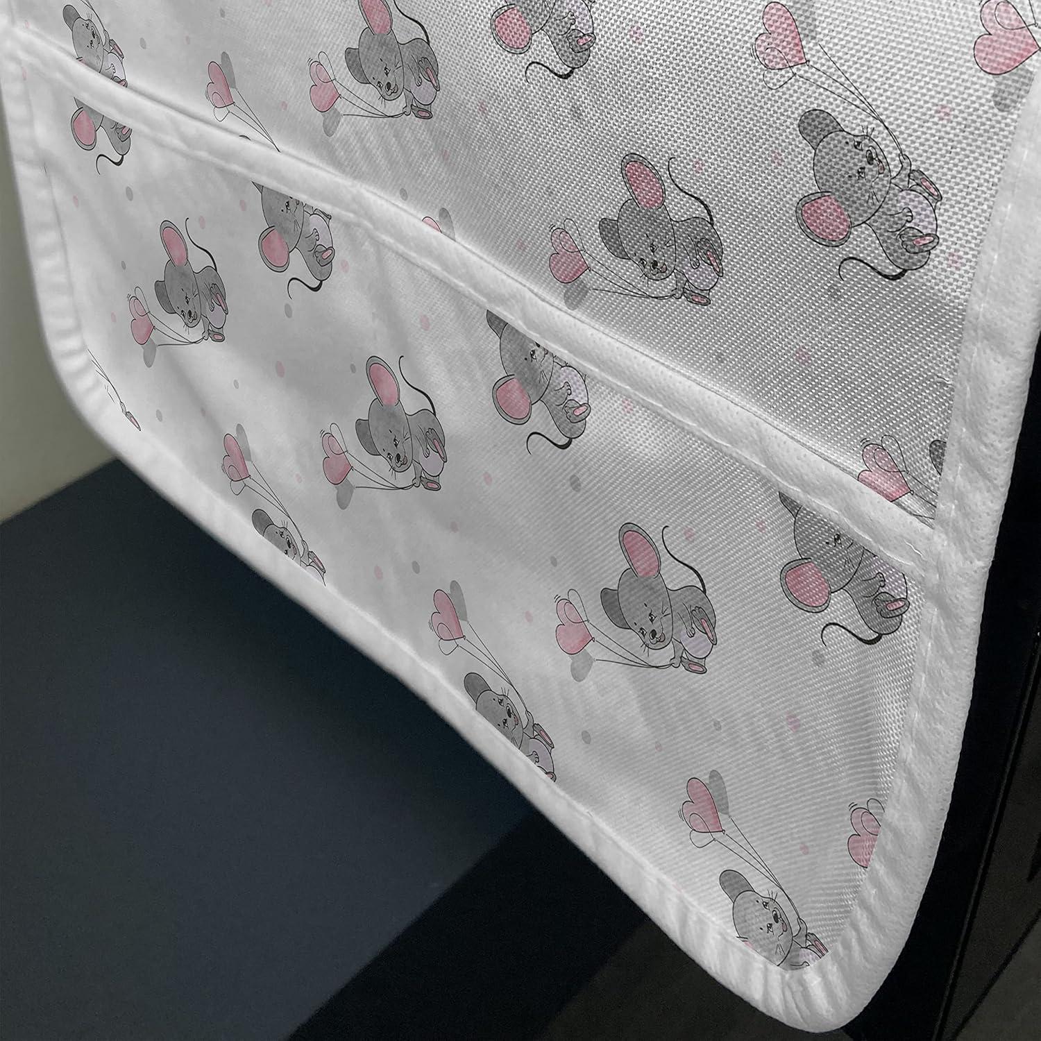 imageAmbesonne Valentines Microwave Oven Cover Pastel Heart Lovers Teenage Romance Girly Birthday Water Resistant Organizer with Pockets for Kitchen 36 x 12 Magenta Pink and WhitePale Pink Grey White