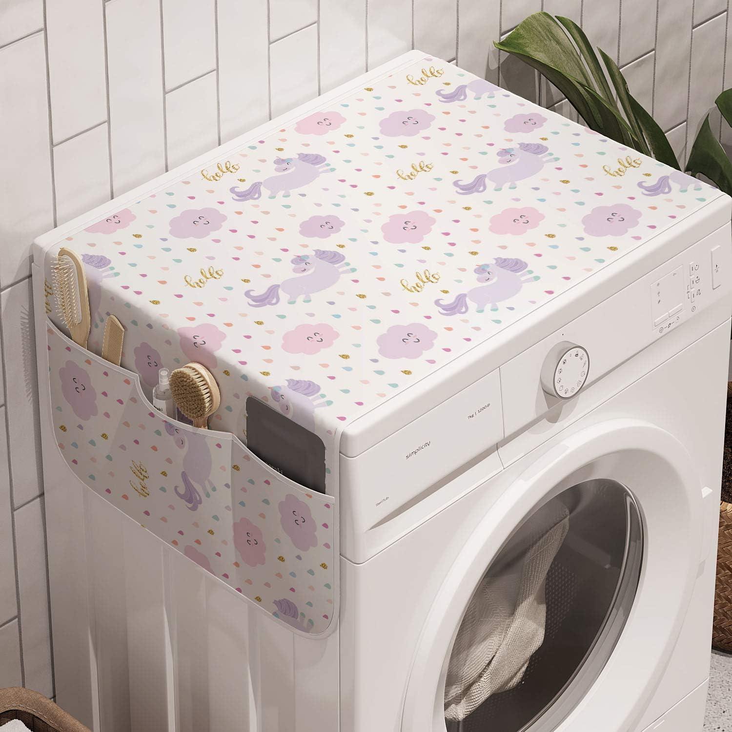 imageAmbesonne Valentines Microwave Oven Cover Pastel Heart Lovers Teenage Romance Girly Birthday Water Resistant Organizer with Pockets for Kitchen 36 x 12 Magenta Pink and WhitePale Mauve Pale Pink