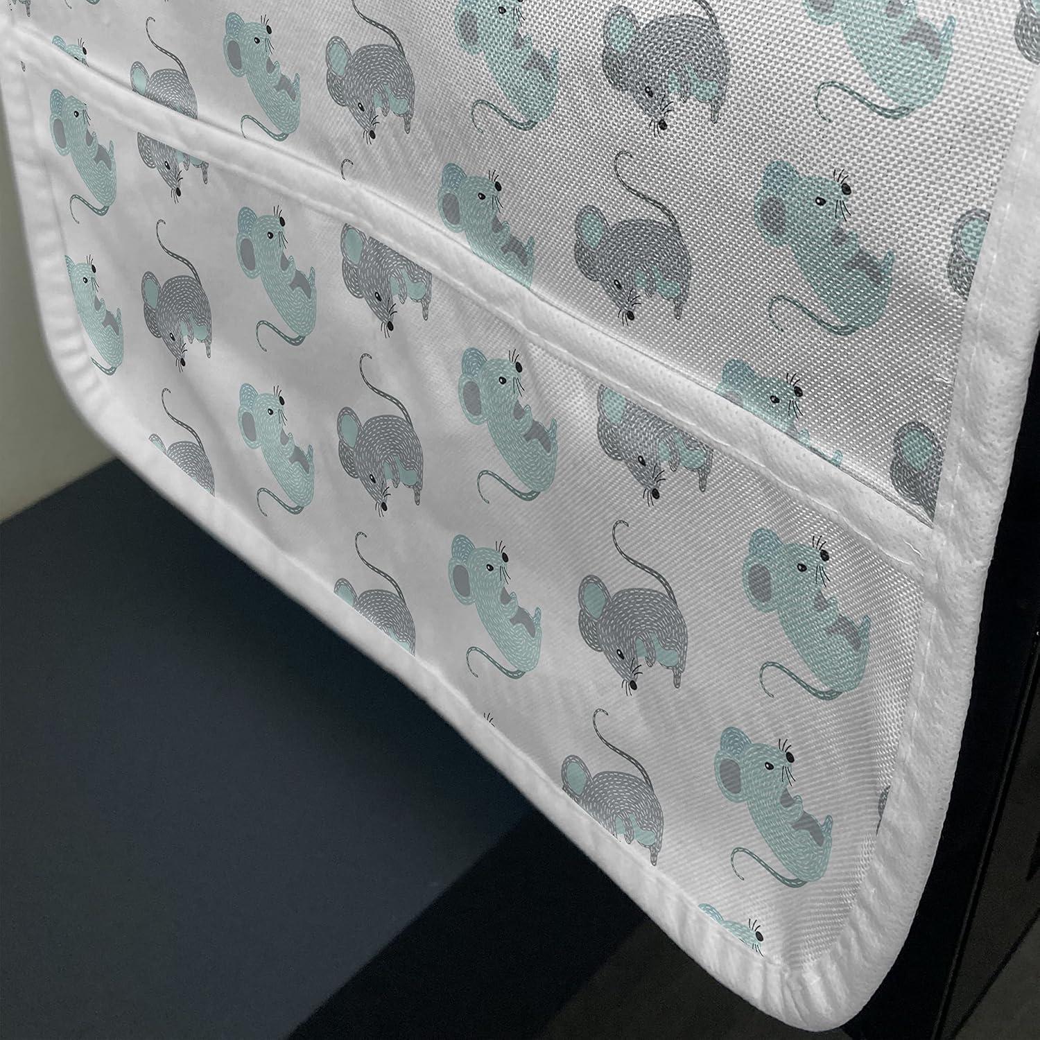imageAmbesonne Valentines Microwave Oven Cover Pastel Heart Lovers Teenage Romance Girly Birthday Water Resistant Organizer with Pockets for Kitchen 36 x 12 Magenta Pink and WhiteGrey Pale Blue