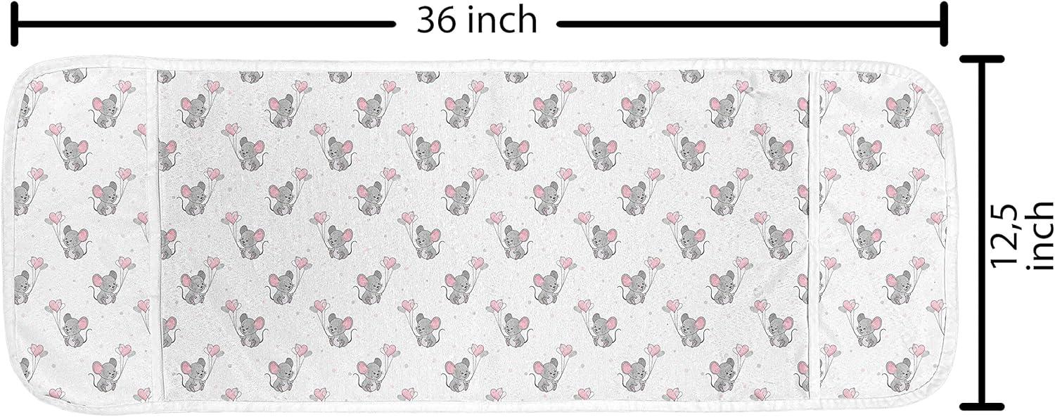 imageAmbesonne Valentines Microwave Oven Cover Pastel Heart Lovers Teenage Romance Girly Birthday Water Resistant Organizer with Pockets for Kitchen 36 x 12 Magenta Pink and WhitePale Pink Grey White