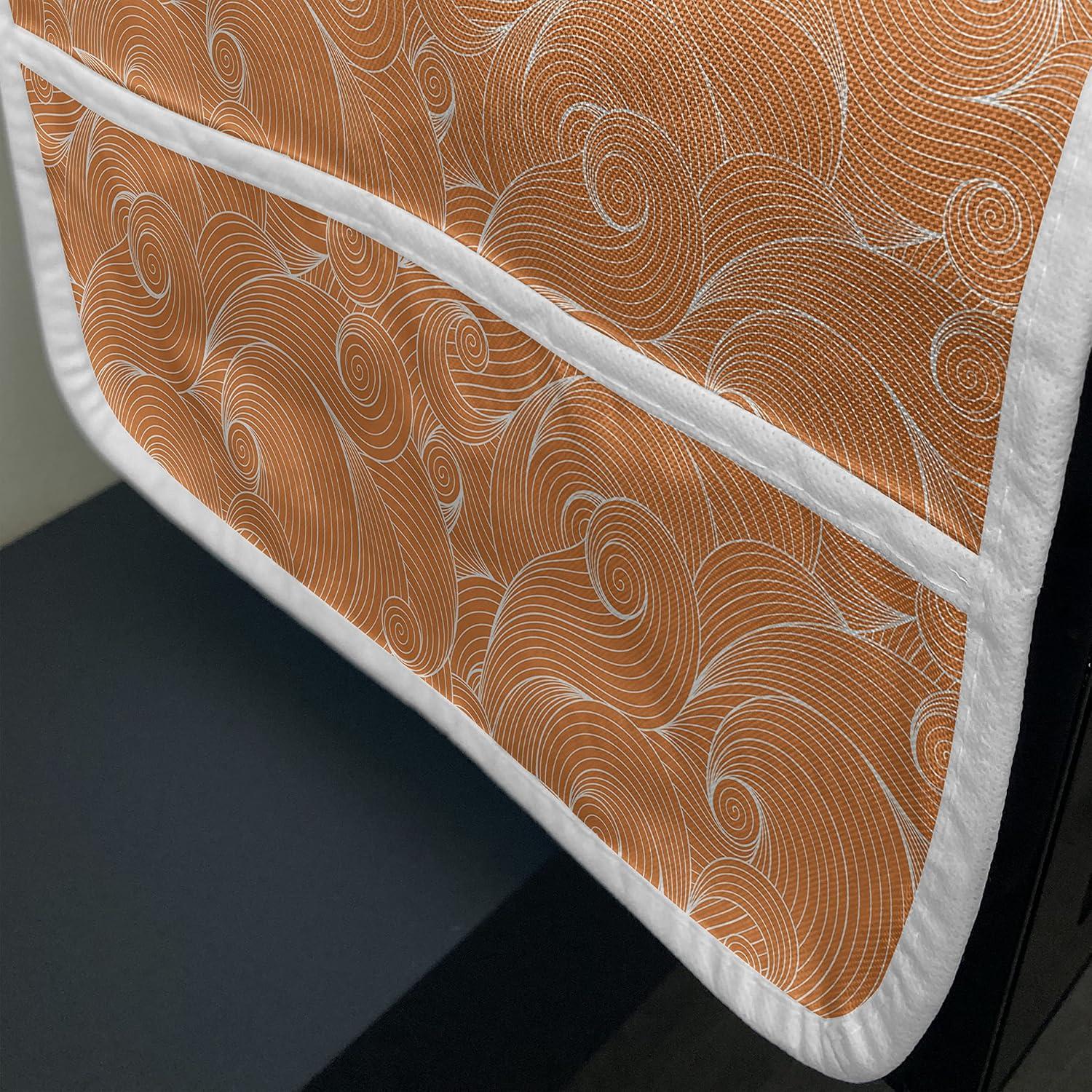 imageAmbesonne Valentines Microwave Oven Cover Pastel Heart Lovers Teenage Romance Girly Birthday Water Resistant Organizer with Pockets for Kitchen 36 x 12 Magenta Pink and WhiteDark Orange and White