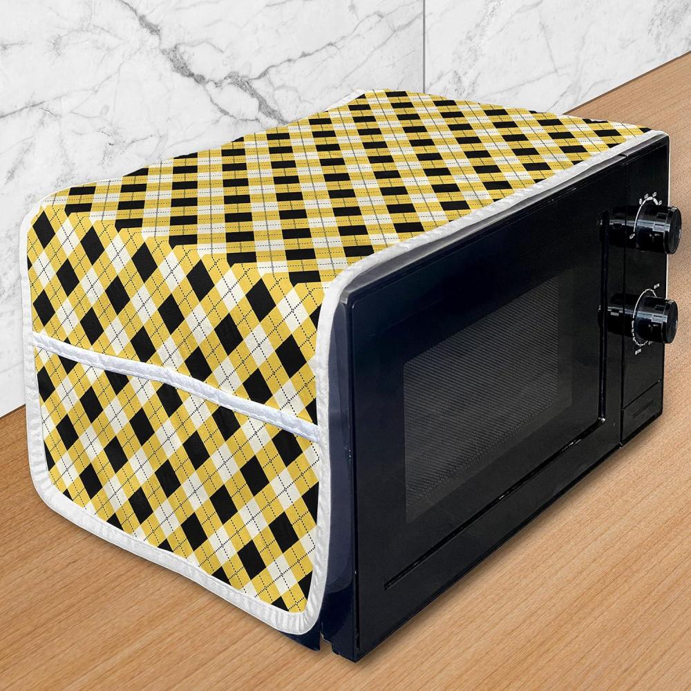 imageAmbesonne Cartoon Microwave Oven Cover Vertical Stripes with Bow Ties Pale Palette Illustration Valentines Day Water Resistant Organizer with Pockets for Kitchen 36 x 12 Pale Pink RoseYellow Black and White