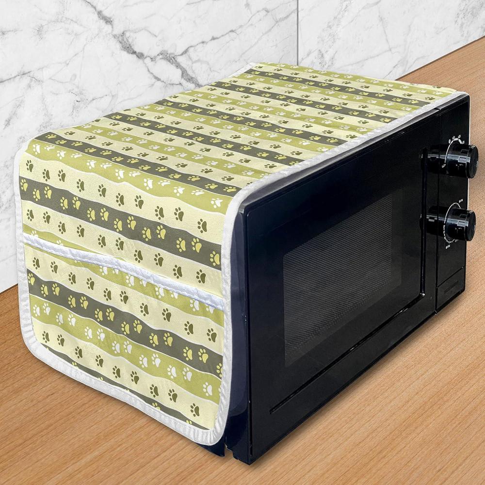 imageAmbesonne Cartoon Microwave Oven Cover Vertical Stripes with Bow Ties Pale Palette Illustration Valentines Day Water Resistant Organizer with Pockets for Kitchen 36 x 12 Pale Pink RoseYellow Green Pale Yellow