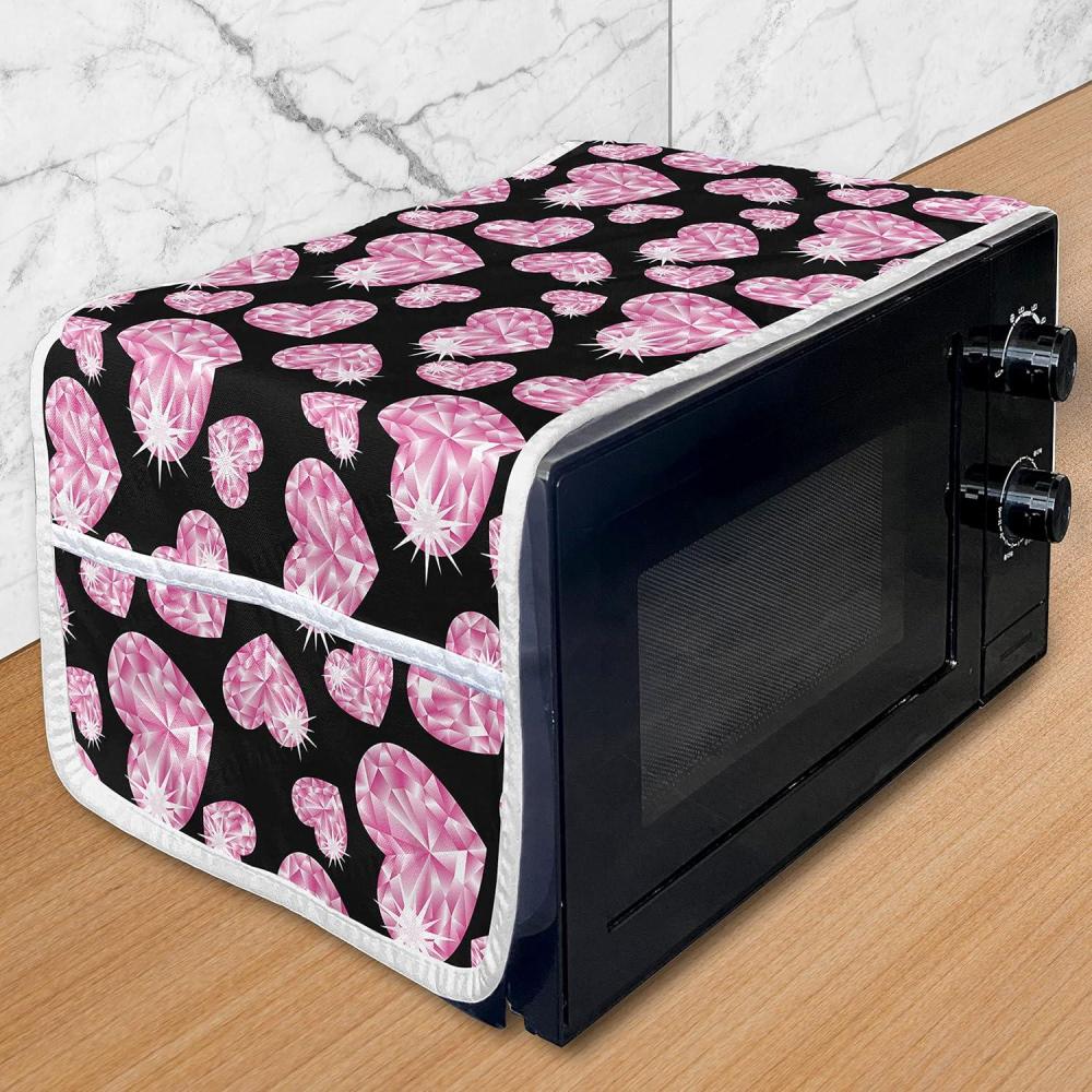 imageAmbesonne Cartoon Microwave Oven Cover Vertical Stripes with Bow Ties Pale Palette Illustration Valentines Day Water Resistant Organizer with Pockets for Kitchen 36 x 12 Pale Pink RosePale Pink Black