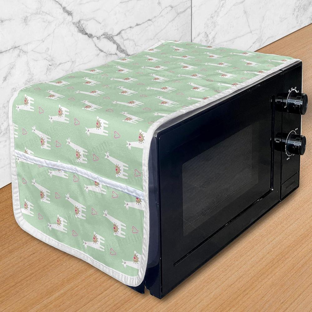 imageAmbesonne Cartoon Microwave Oven Cover Vertical Stripes with Bow Ties Pale Palette Illustration Valentines Day Water Resistant Organizer with Pockets for Kitchen 36 x 12 Pale Pink RoseMint Green Multicolor