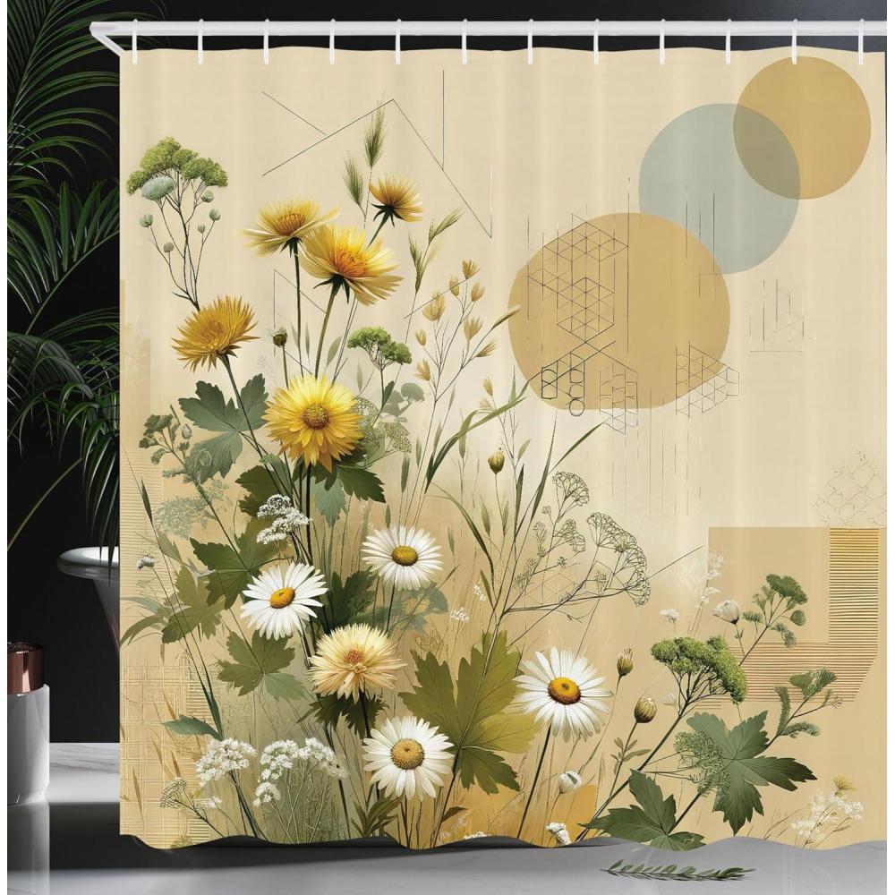 imageAmbesonne Colorful Shower Curtain Retro Design Groovy Valentines Day Hearts Pattern on Plain Back 90s Feeling Cloth Fabric Bathroom Decor Set with Hooks 69 W x 75 L White MulticolorIvory Sage Green Mustard