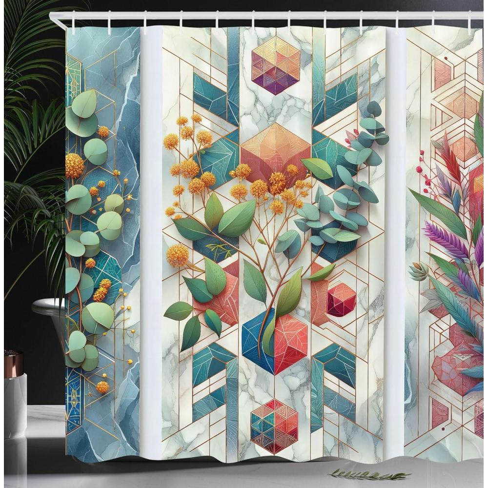 imageAmbesonne Colorful Shower Curtain Retro Design Groovy Valentines Day Hearts Pattern on Plain Back 90s Feeling Cloth Fabric Bathroom Decor Set with Hooks 69 W x 75 L White MulticolorTeal Multicolor