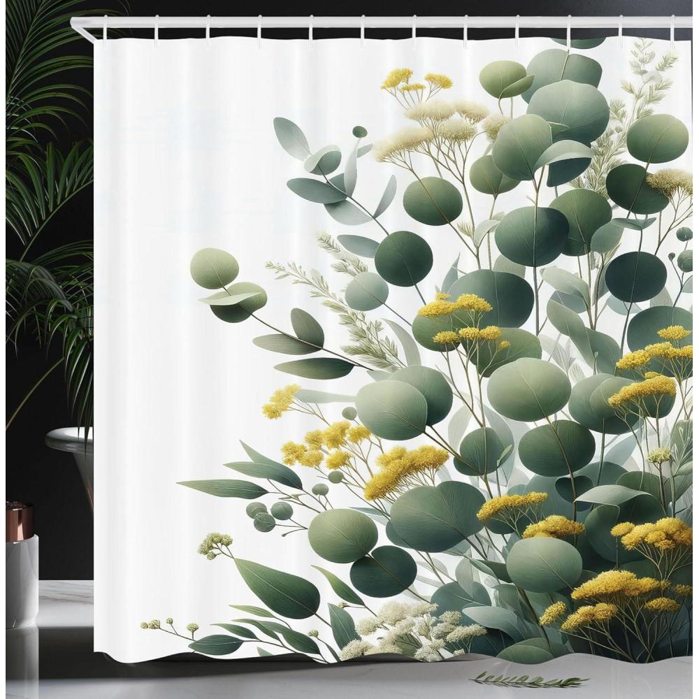 imageAmbesonne Colorful Shower Curtain Retro Design Groovy Valentines Day Hearts Pattern on Plain Back 90s Feeling Cloth Fabric Bathroom Decor Set with Hooks 69 W x 75 L White MulticolorMustard and Peacock Green