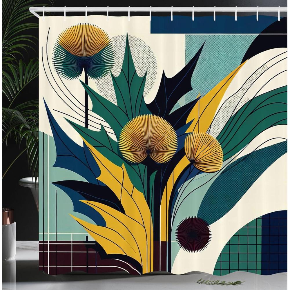 imageAmbesonne Colorful Shower Curtain Retro Design Groovy Valentines Day Hearts Pattern on Plain Back 90s Feeling Cloth Fabric Bathroom Decor Set with Hooks 69 W x 75 L White MulticolorTeal Mustard Blue