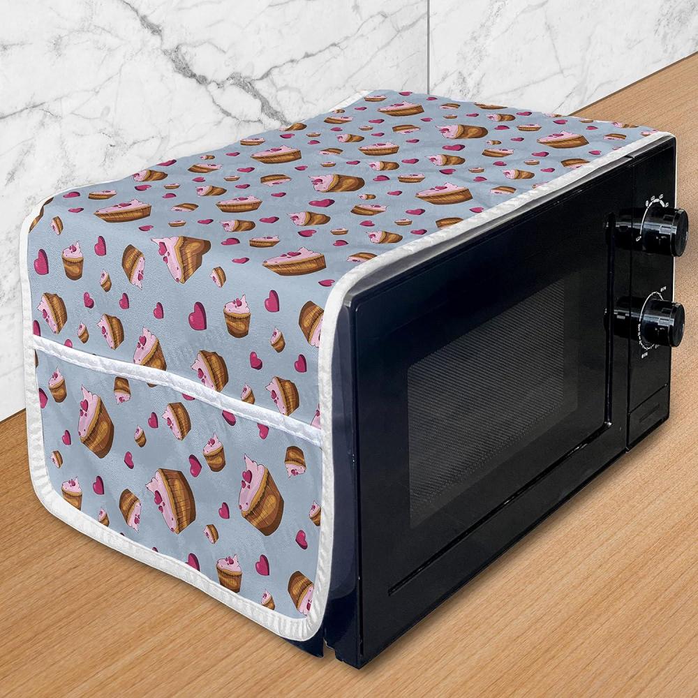 imageAmbesonne Cupcake Microwave Oven Cover Valentines Day Cakes with Heart Frosting Gourmet Bake Graphic Art Water Resistant Organizer with Pockets for Kitchen 36 x 12 MulticolorMulticolor