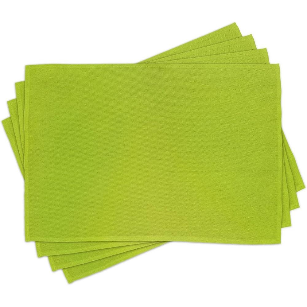 imageAmbesonne Lime Green Place Mats Set of 4 Empty Backdrop Blurry Off Focus Pastel Toned Shade Color Spring Theme Abstract Washable Fabric Placemats for Dining Table Standard Size Apple Green