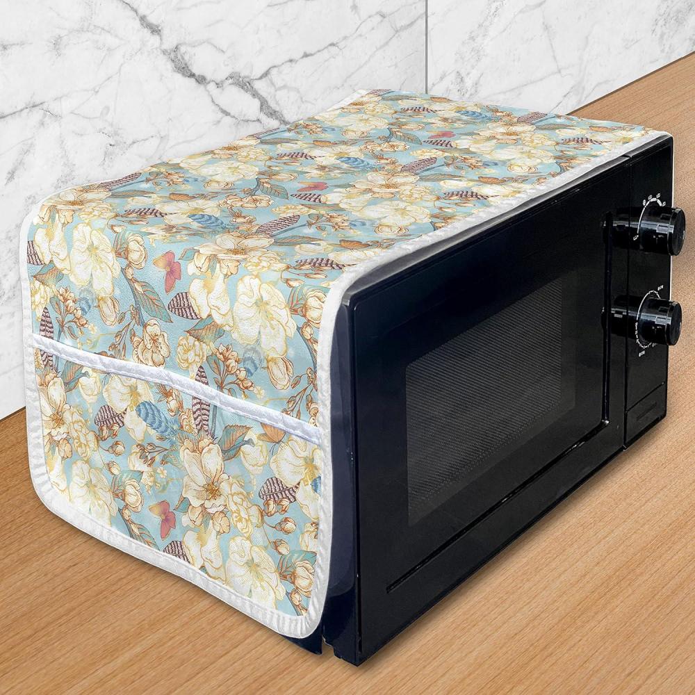 imageAmbesonne Romantic Microwave Oven Cover Soft Colored Hearts in Love Valentines Day Repetitive Pattern Water Resistant Organizer with Pockets for Kitchen 36 x 12 Pale Yellow Pale PinkPale Blue Purple White